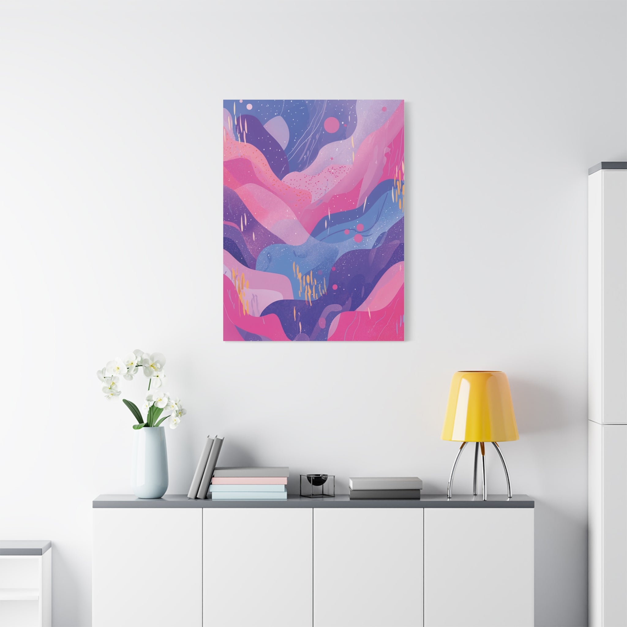 Pink Purple Abstract Wave Matte Canvas Wall Art - 1.25"