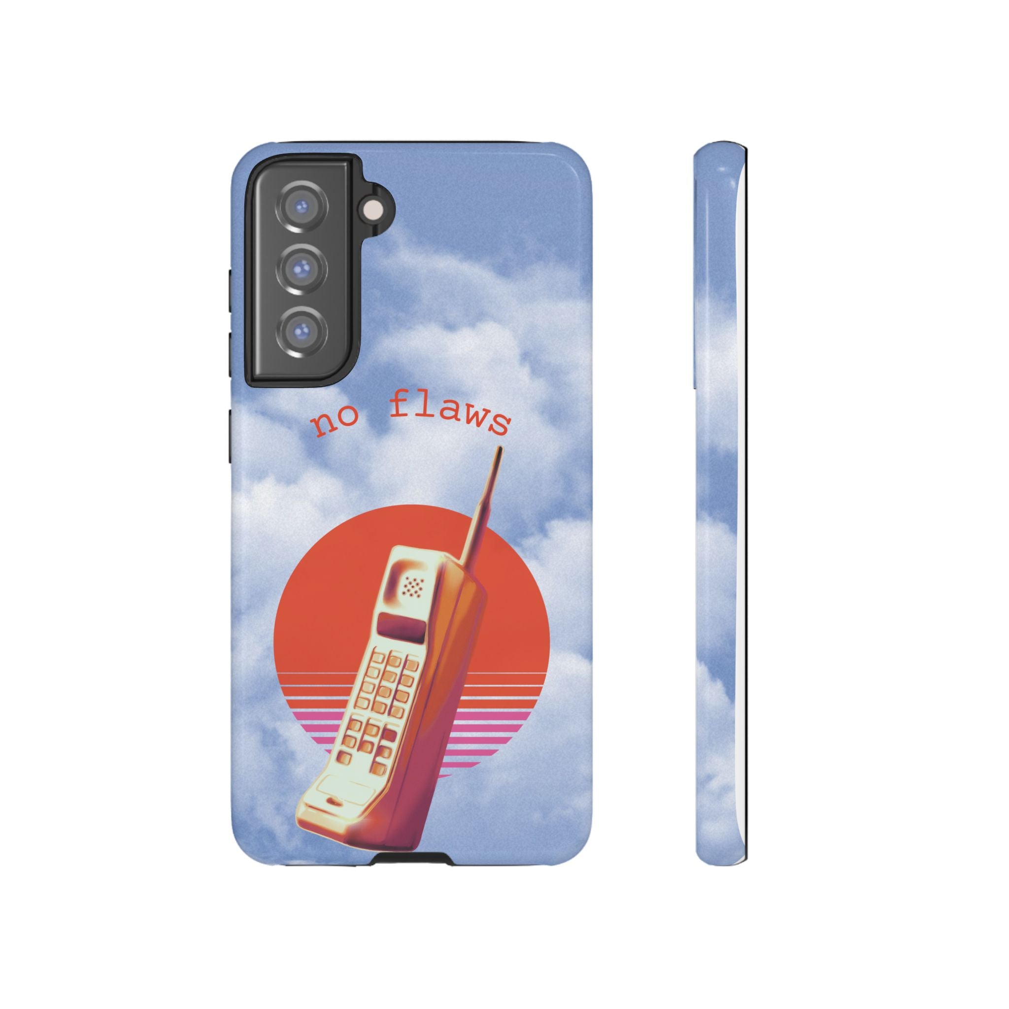 Retro “No Flaws” Phone Tough Case — Vintage 90s Aesthetic Protective Phone Case