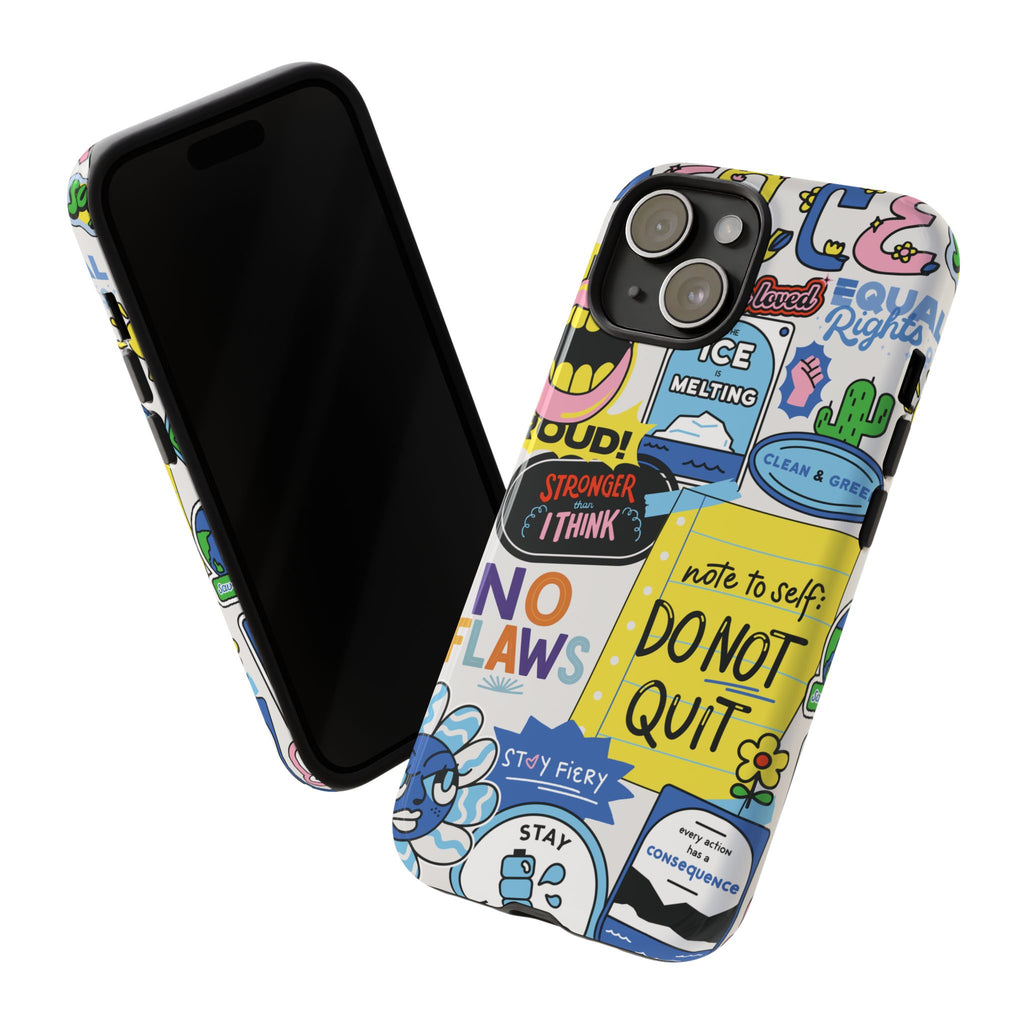 Sticker Collage Phone Case — Motivational "Do Not Quit" Protective Cover