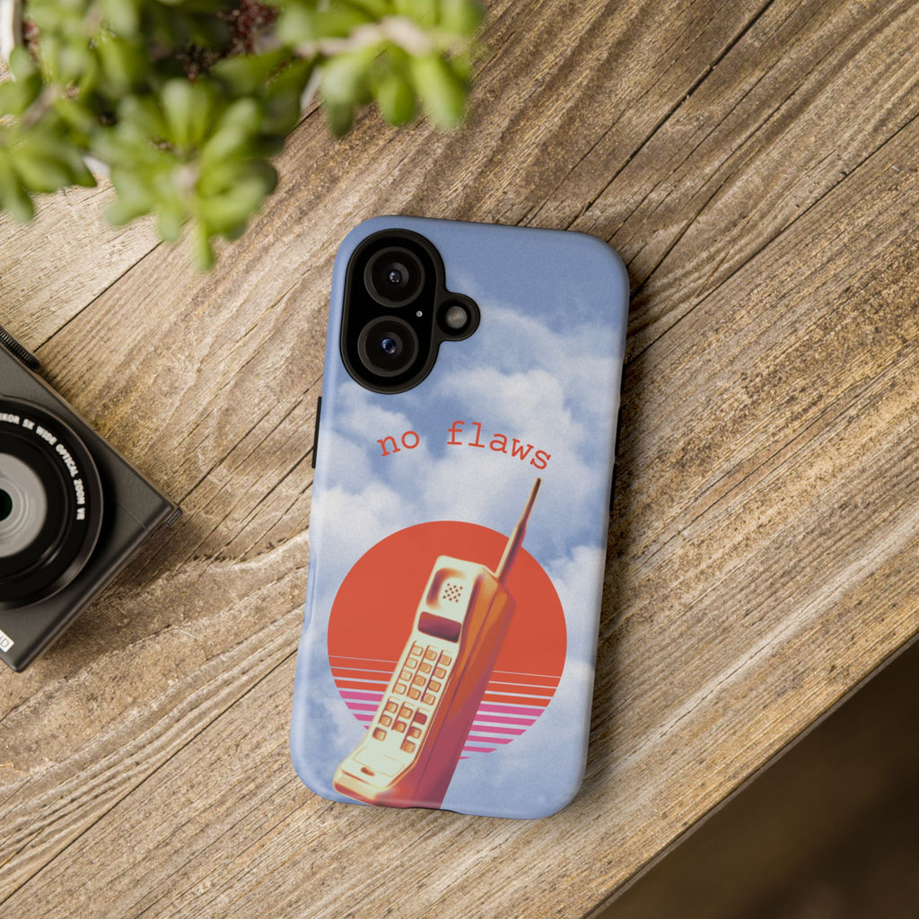 Retro “No Flaws” Phone Tough Case — Vintage 90s Aesthetic Protective Phone Case