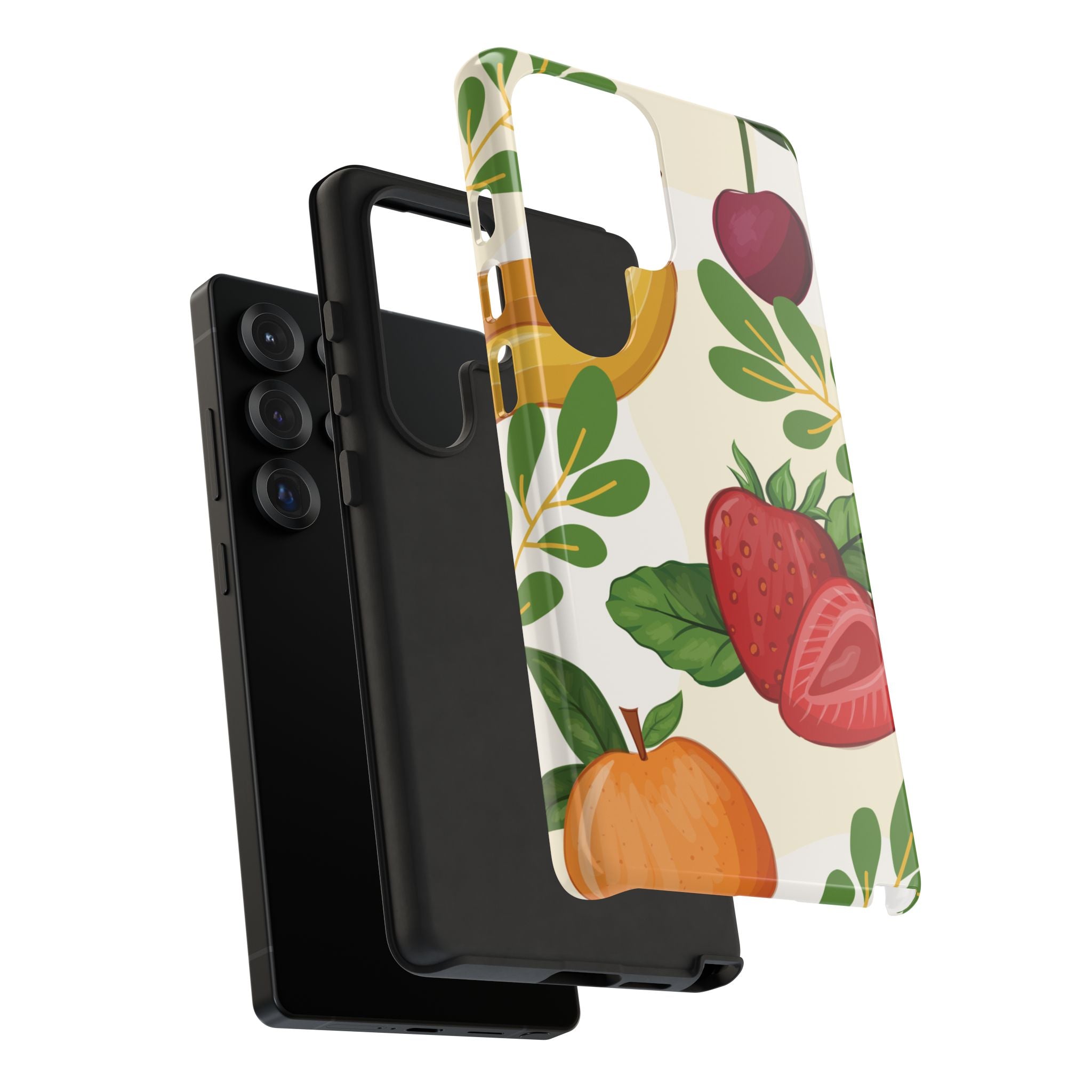 Fruit Pattern Tough Case — Floral Strawberry & Banana Phone Cover