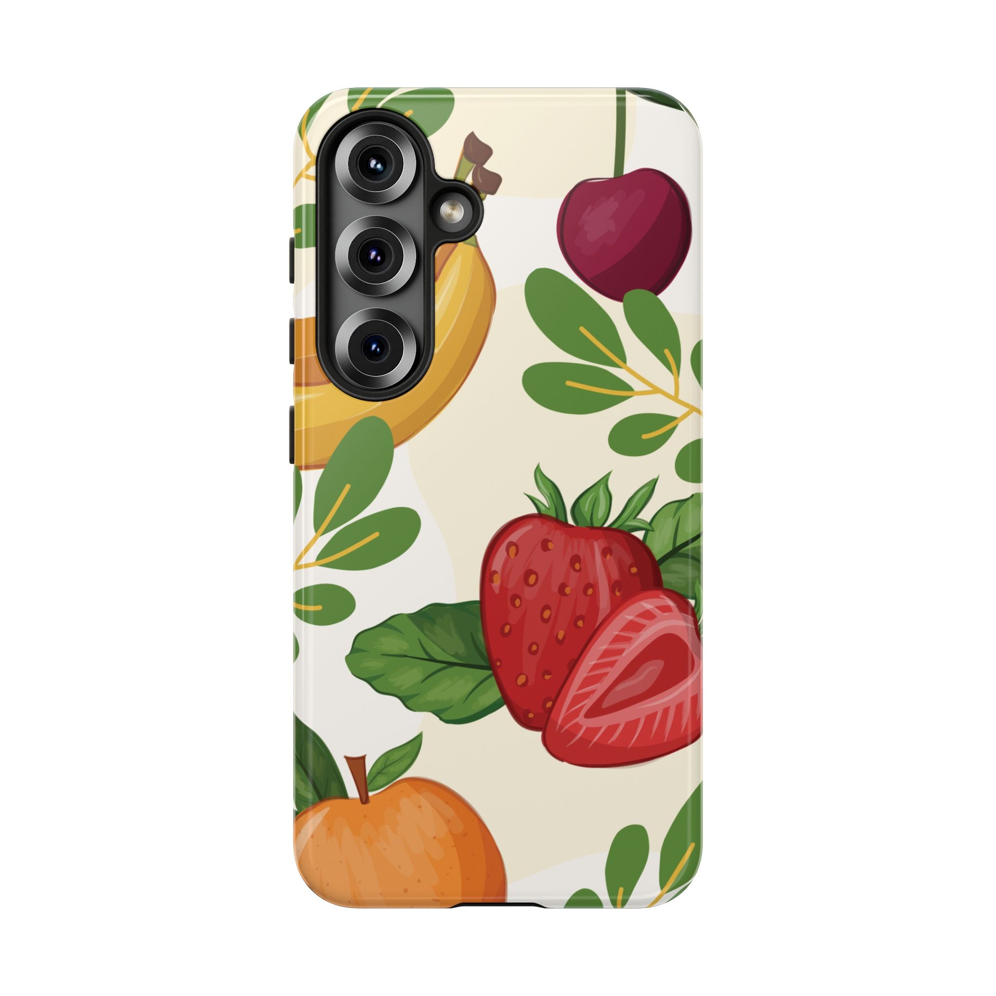 Fruit Pattern Tough Case — Floral Strawberry & Banana Phone Cover