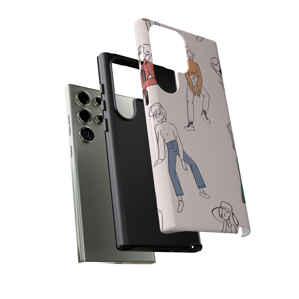 Dancing Women Pattern Phone Case — Chic Pastel Protective Phone Cover
