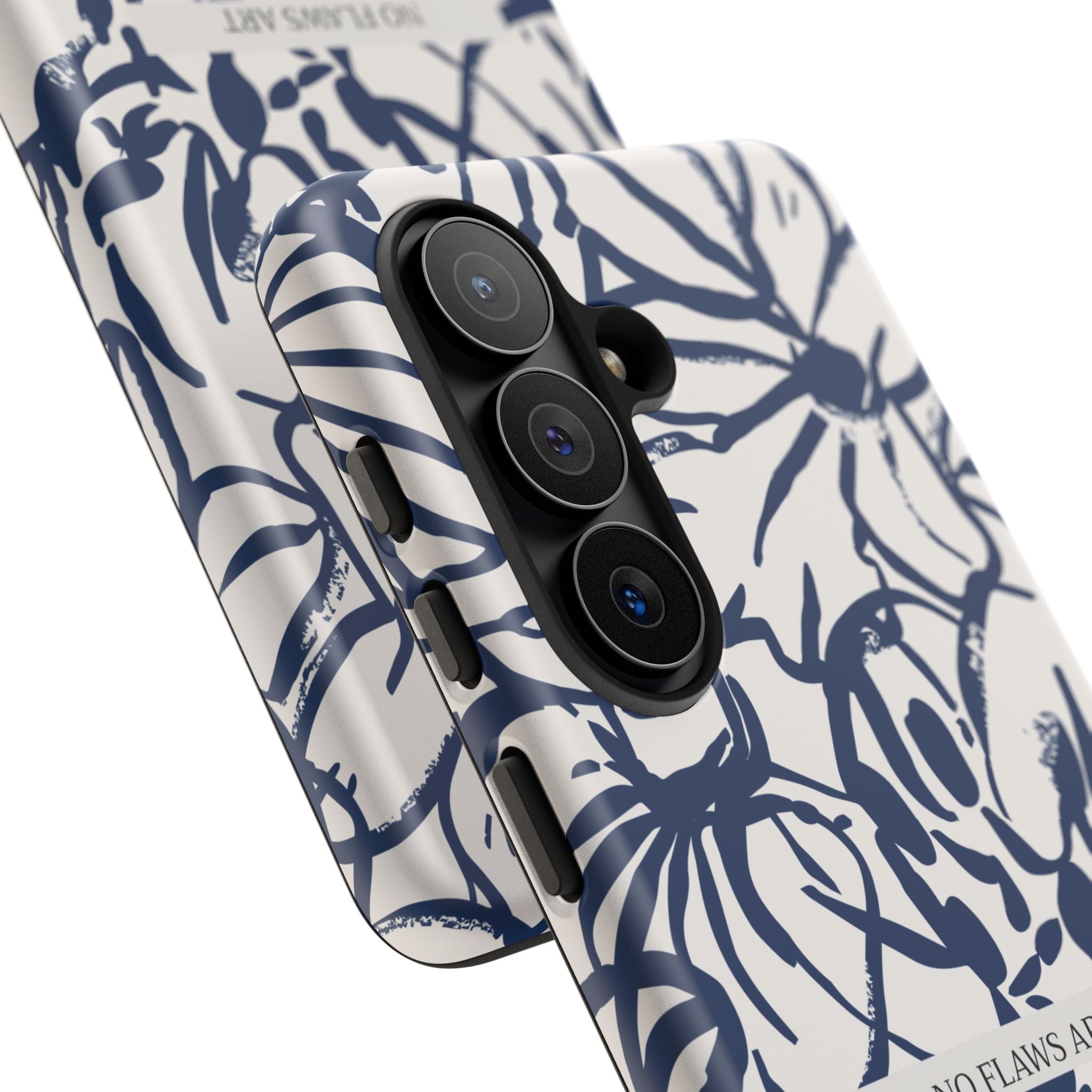 Navy Floral Tough Phone Case — "No Flaws Art" Protective Phone Cover