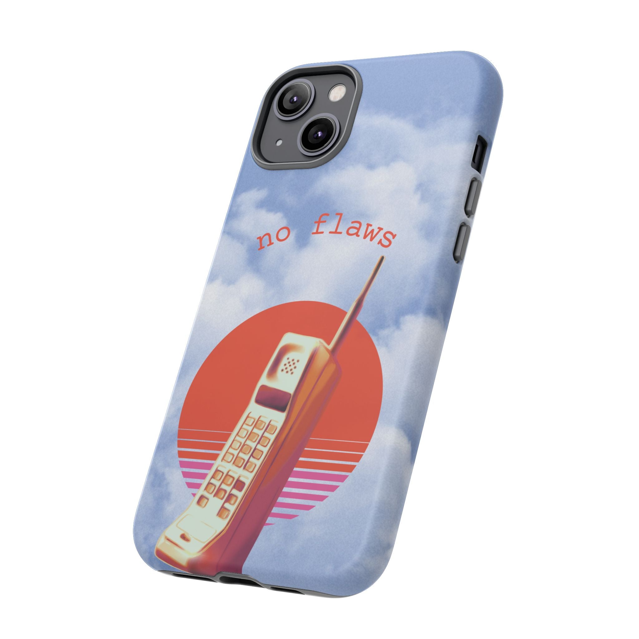 Retro “No Flaws” Phone Tough Case — Vintage 90s Aesthetic Protective Phone Case