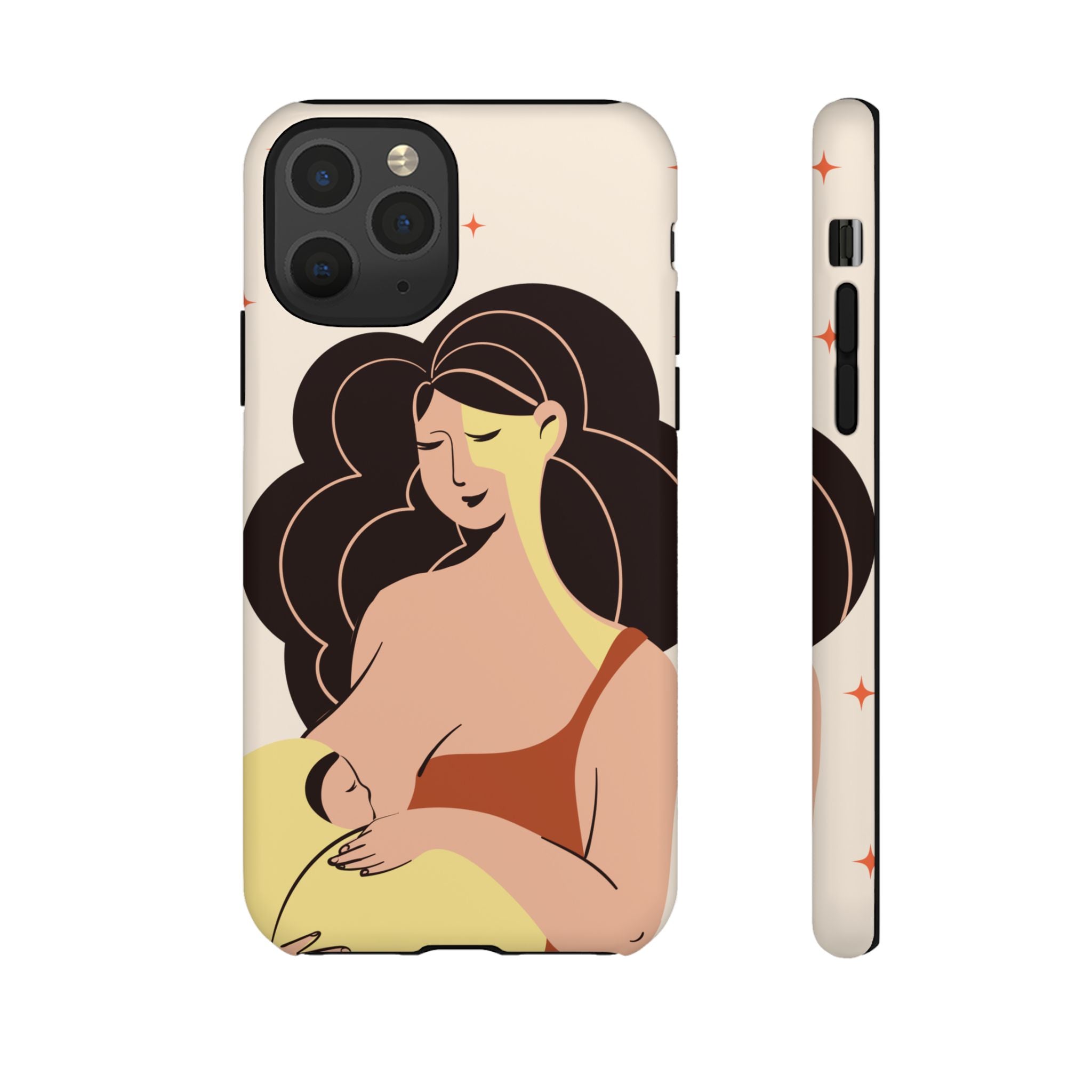 Mother Nursing Baby Illustration, Soft Pastel Mom & Child Protective Cover