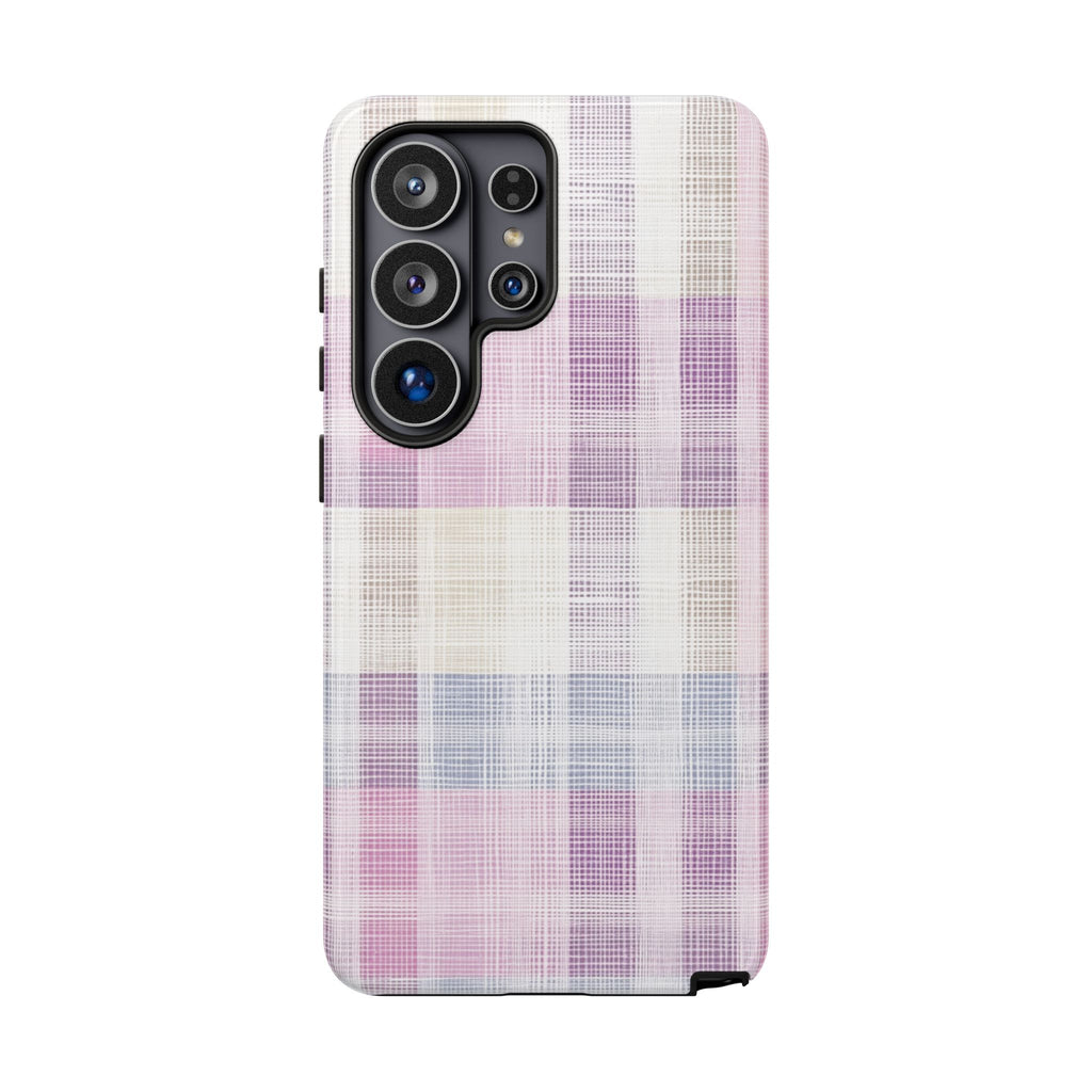 Pink Plaid Phone Case, Trendy Accessories, Birthday, Everyday Use, Tough Cases