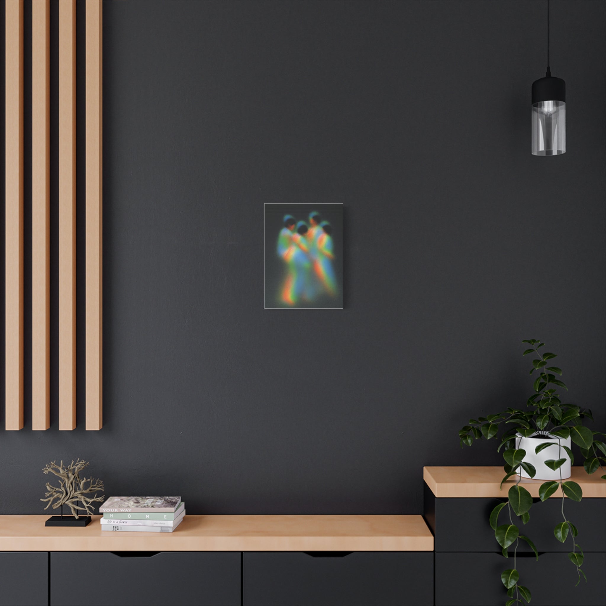 Abstract Rainbow Figures Matte Canvas Art – Colorful Blurred Dance Wall Decor