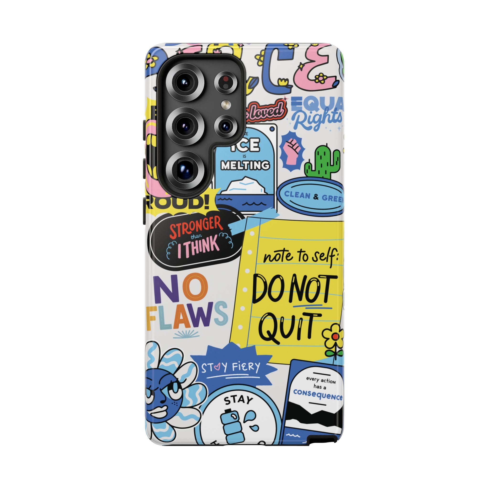 Sticker Collage Phone Case — Motivational "Do Not Quit" Protective Cover
