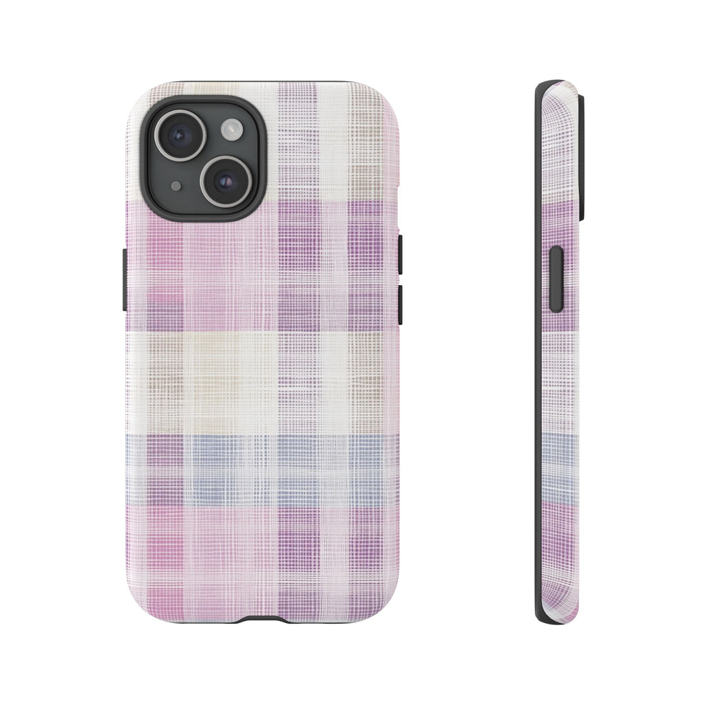 Pink Plaid Phone Case, Trendy Accessories, Birthday, Everyday Use, Tough Cases
