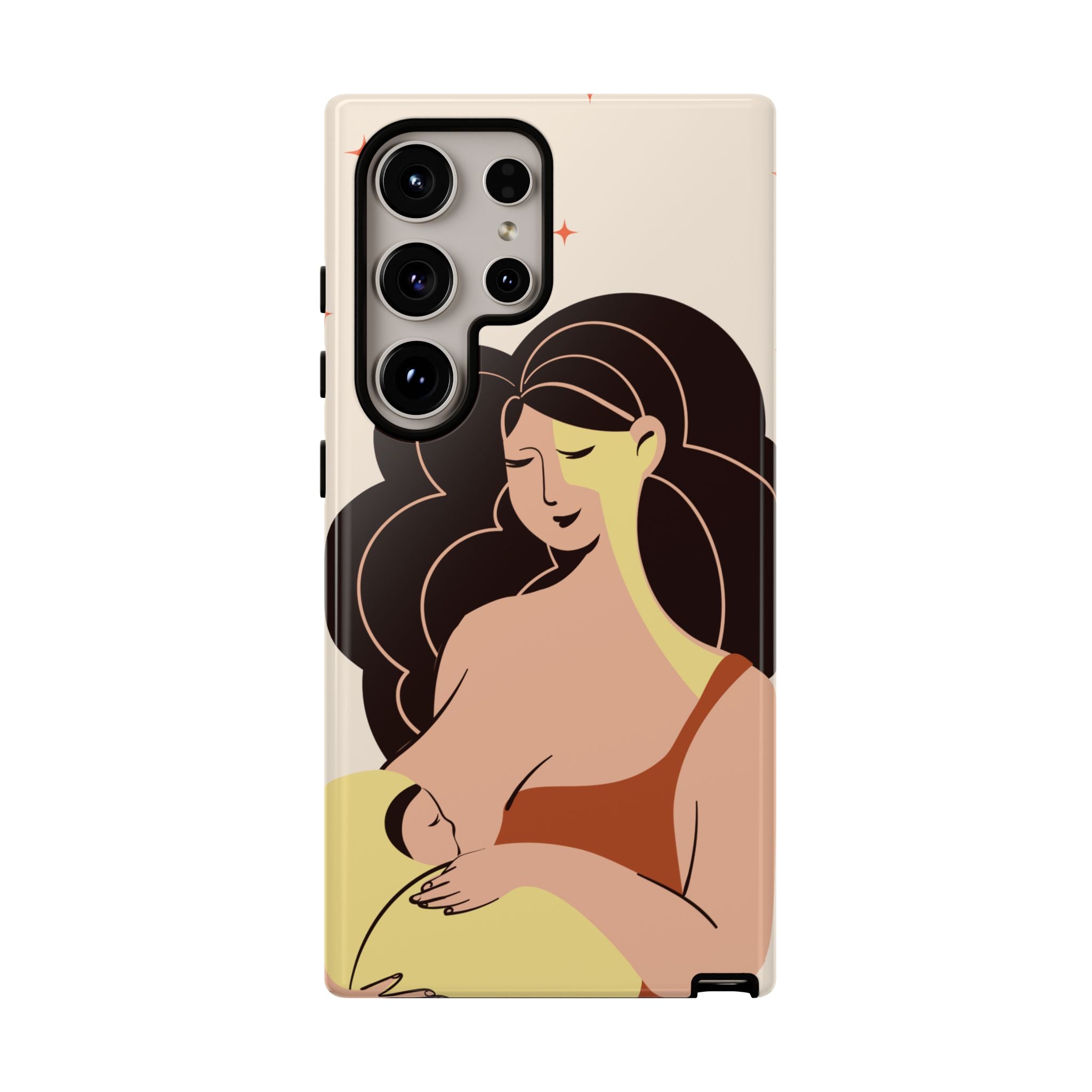 Mother Nursing Baby Illustration, Soft Pastel Mom & Child Protective Cover