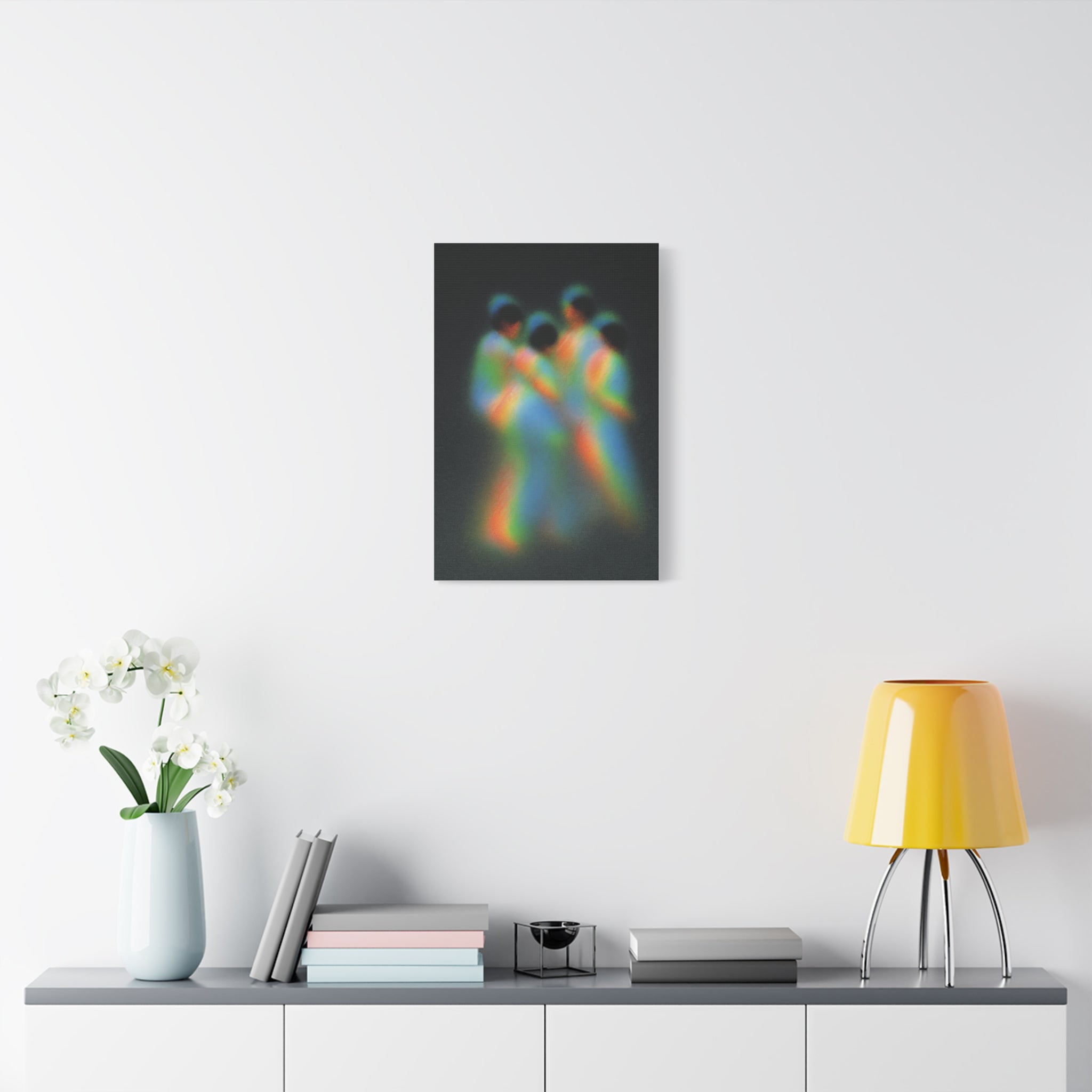 Abstract Rainbow Figures Matte Canvas Art – Colorful Blurred Dance Wall Decor