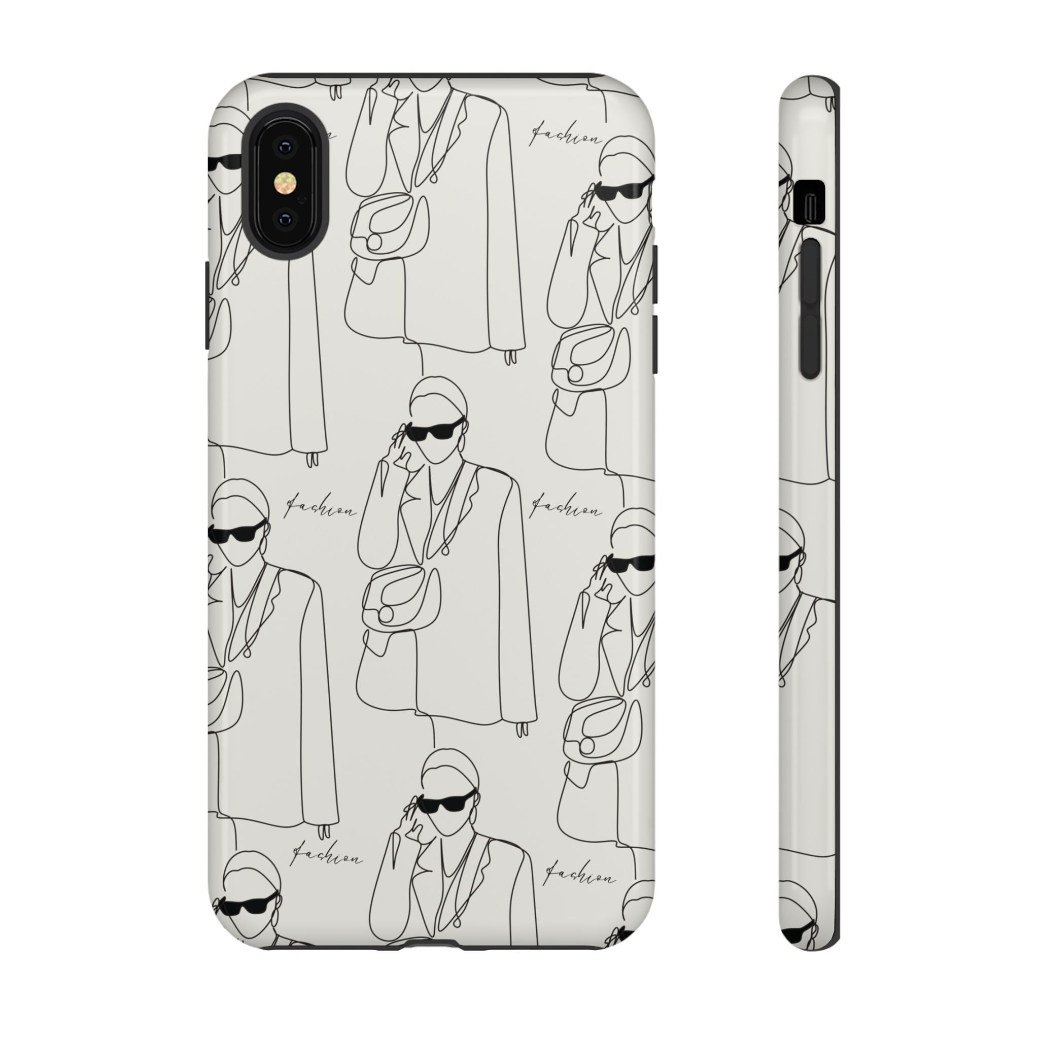 Fashion Sketch Phone Case — Minimalist Chic Designer Pattern