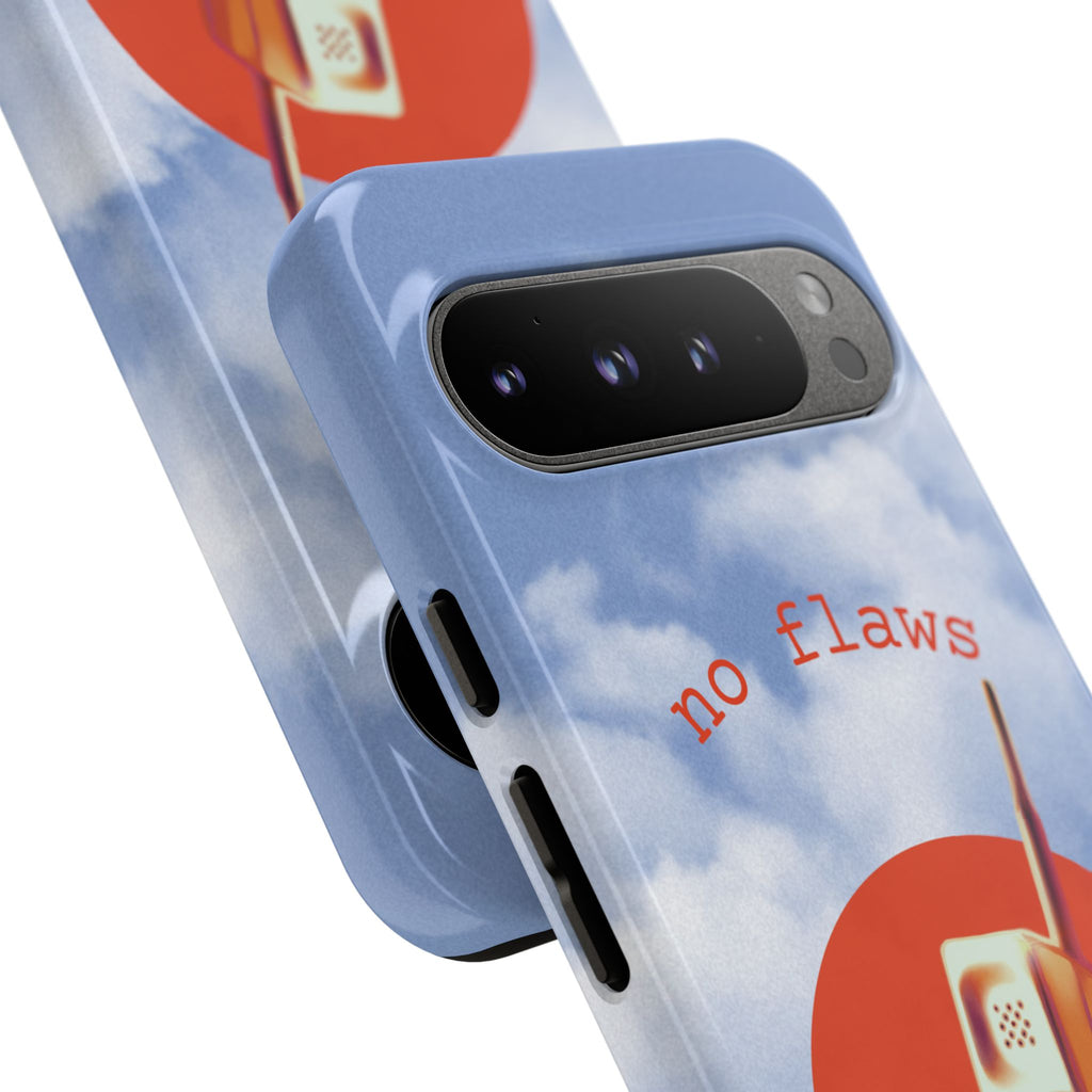 Retro “No Flaws” Phone Tough Case — Vintage 90s Aesthetic Protective Phone Case