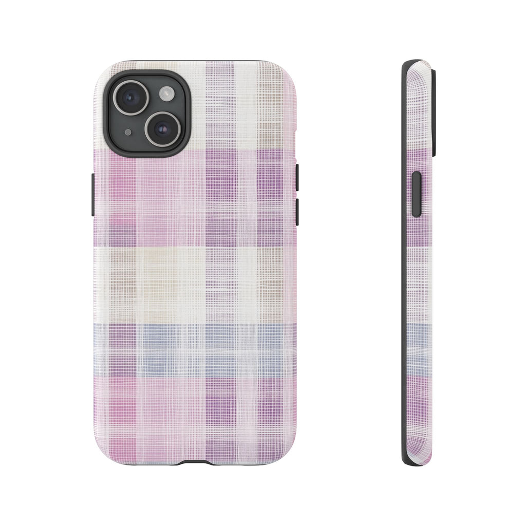 Pink Plaid Phone Case, Trendy Accessories, Birthday, Everyday Use, Tough Cases