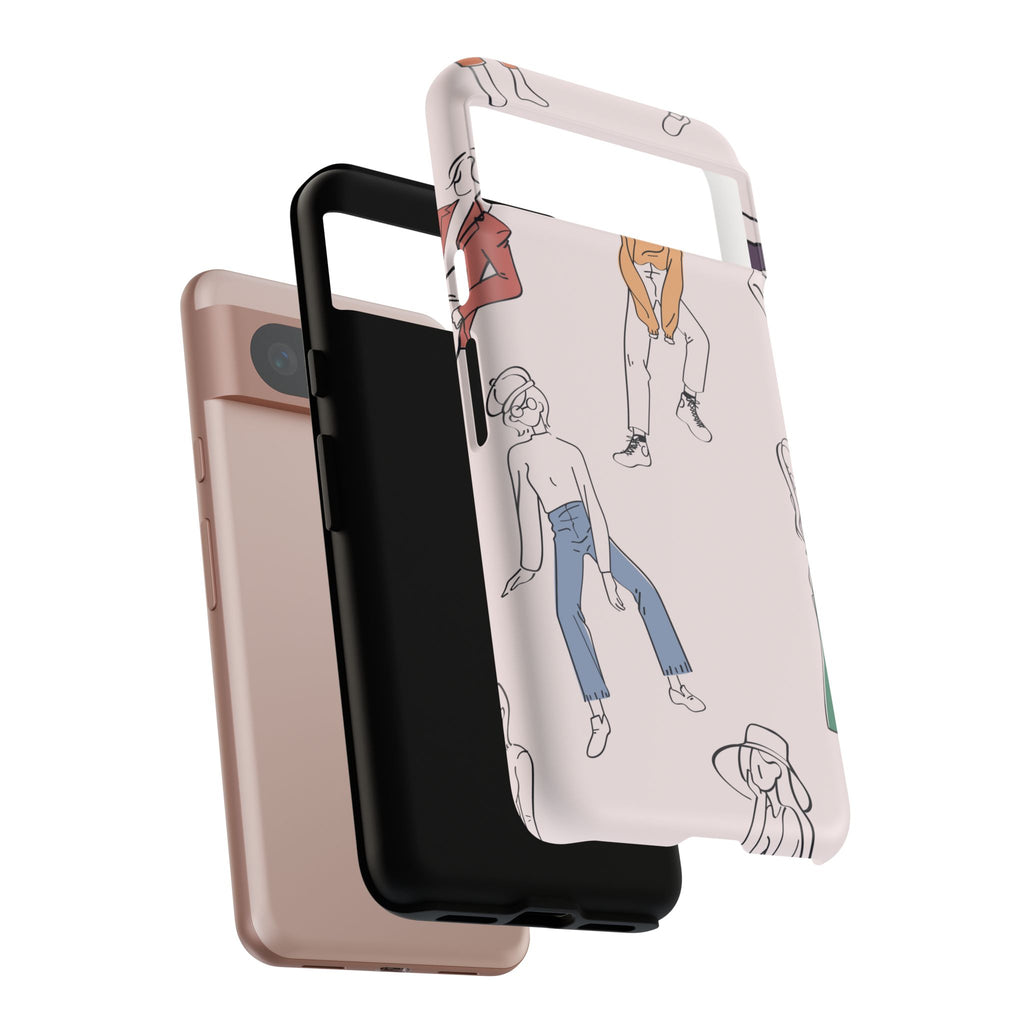 Dancing Women Pattern Phone Case — Chic Pastel Protective Phone Cover