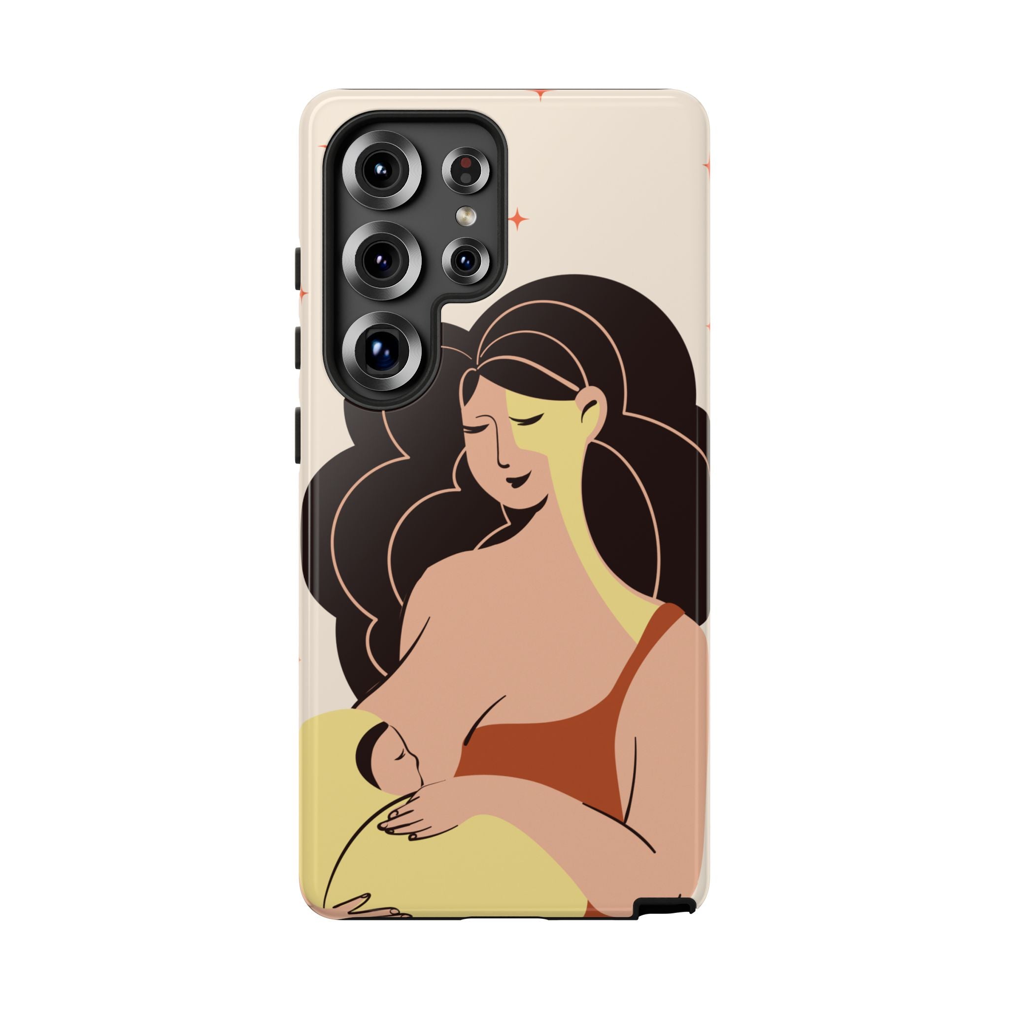 Mother Nursing Baby Illustration, Soft Pastel Mom & Child Protective Cover