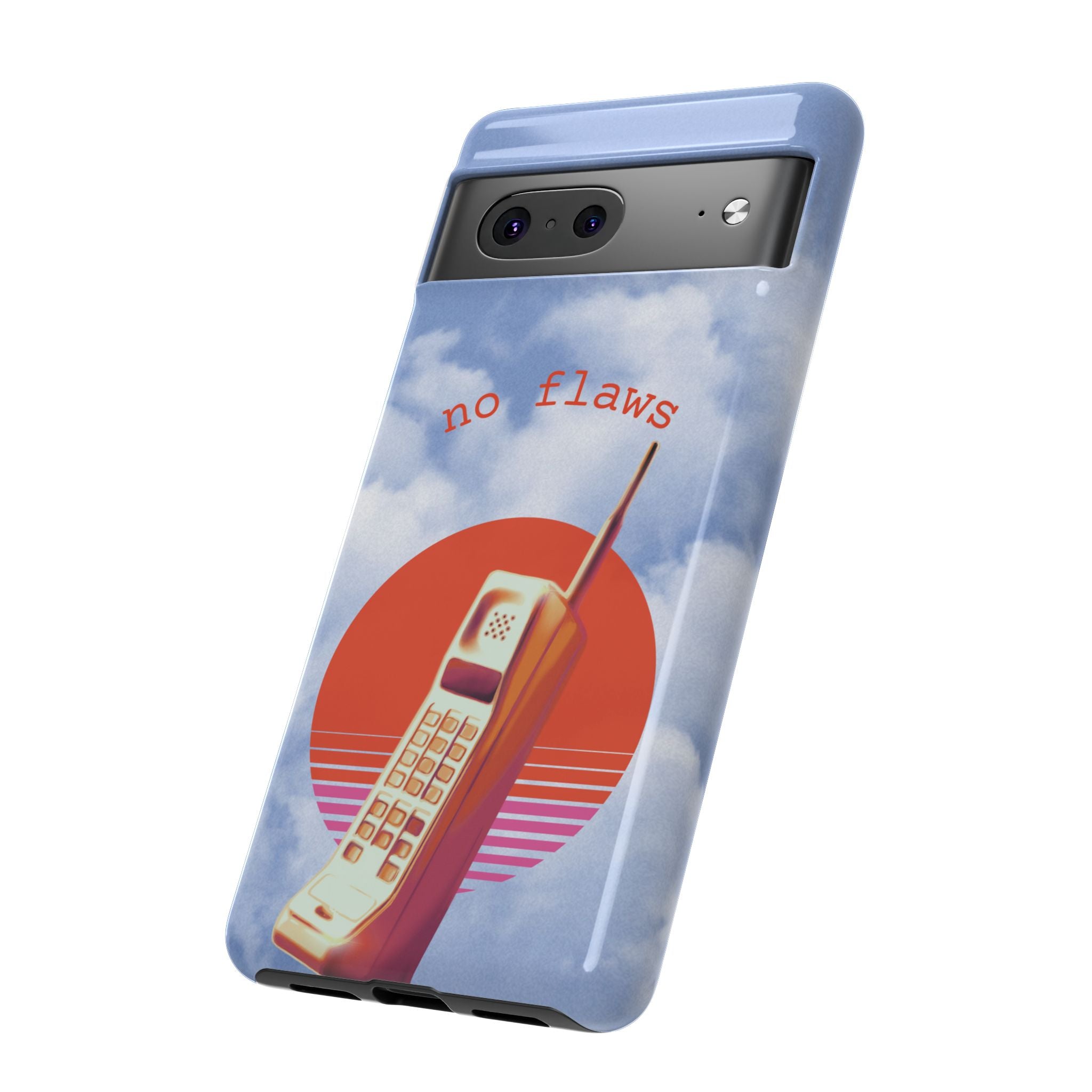 Retro “No Flaws” Phone Tough Case — Vintage 90s Aesthetic Protective Phone Case