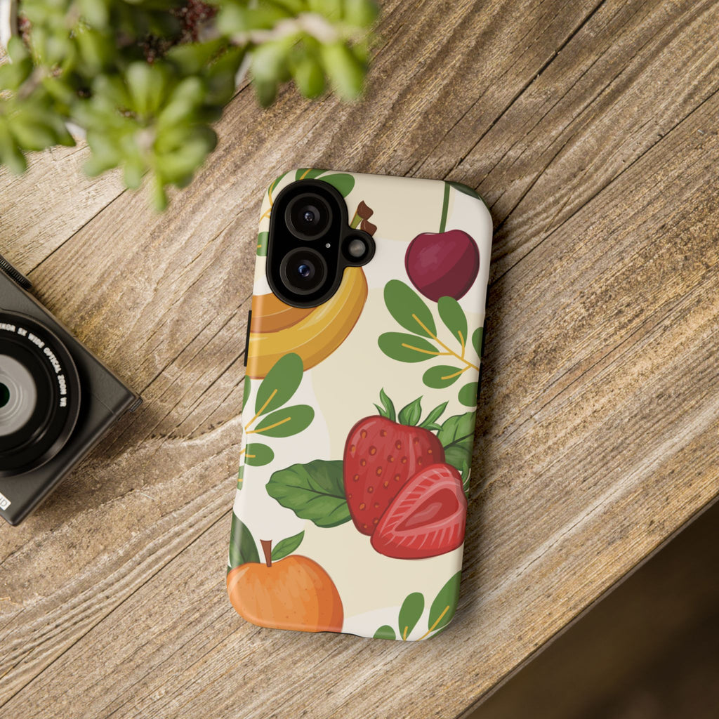 Fruit Pattern Tough Case — Floral Strawberry & Banana Phone Cover