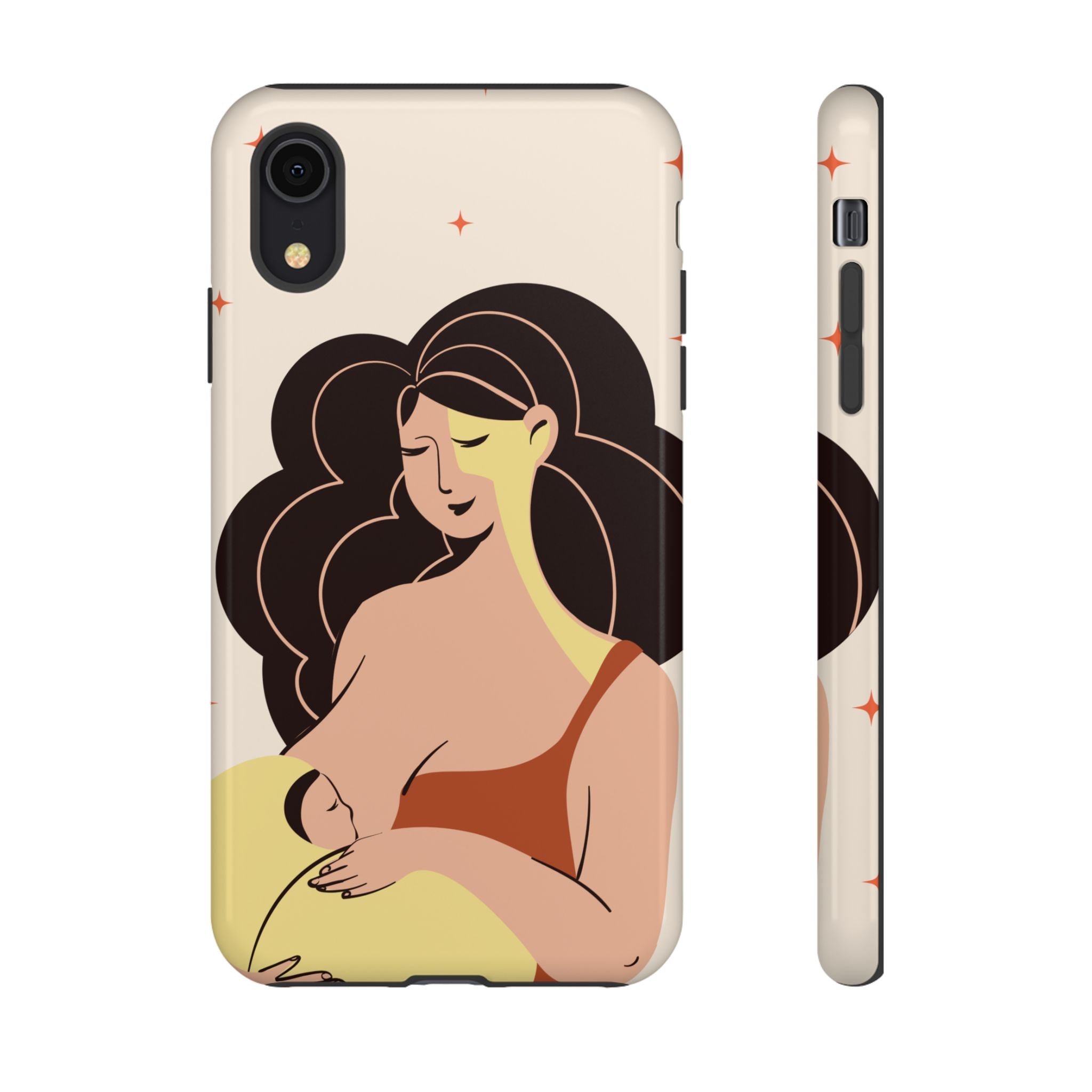 Mother Nursing Baby Illustration, Soft Pastel Mom & Child Protective Cover