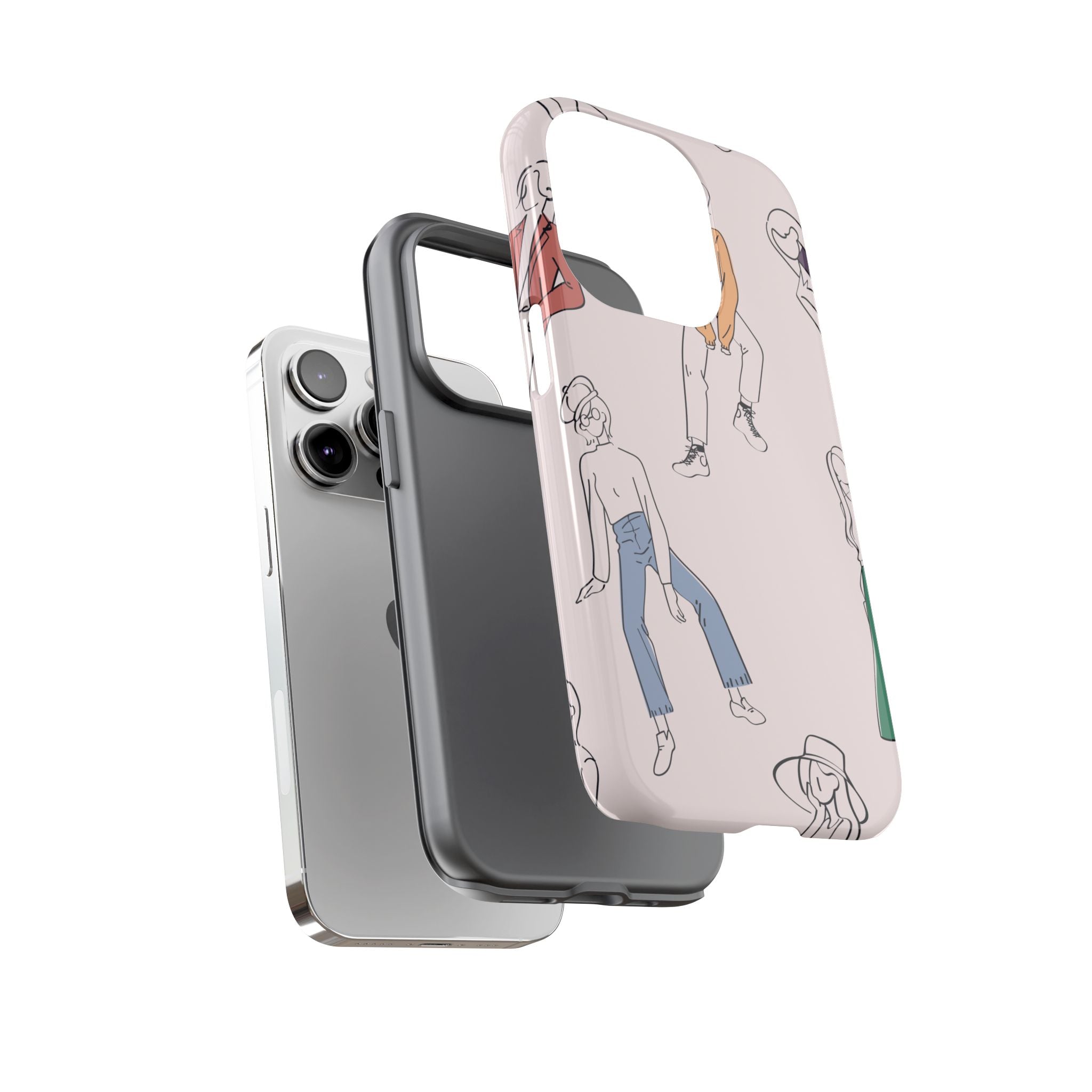 Dancing Women Pattern Phone Case — Chic Pastel Protective Phone Cover