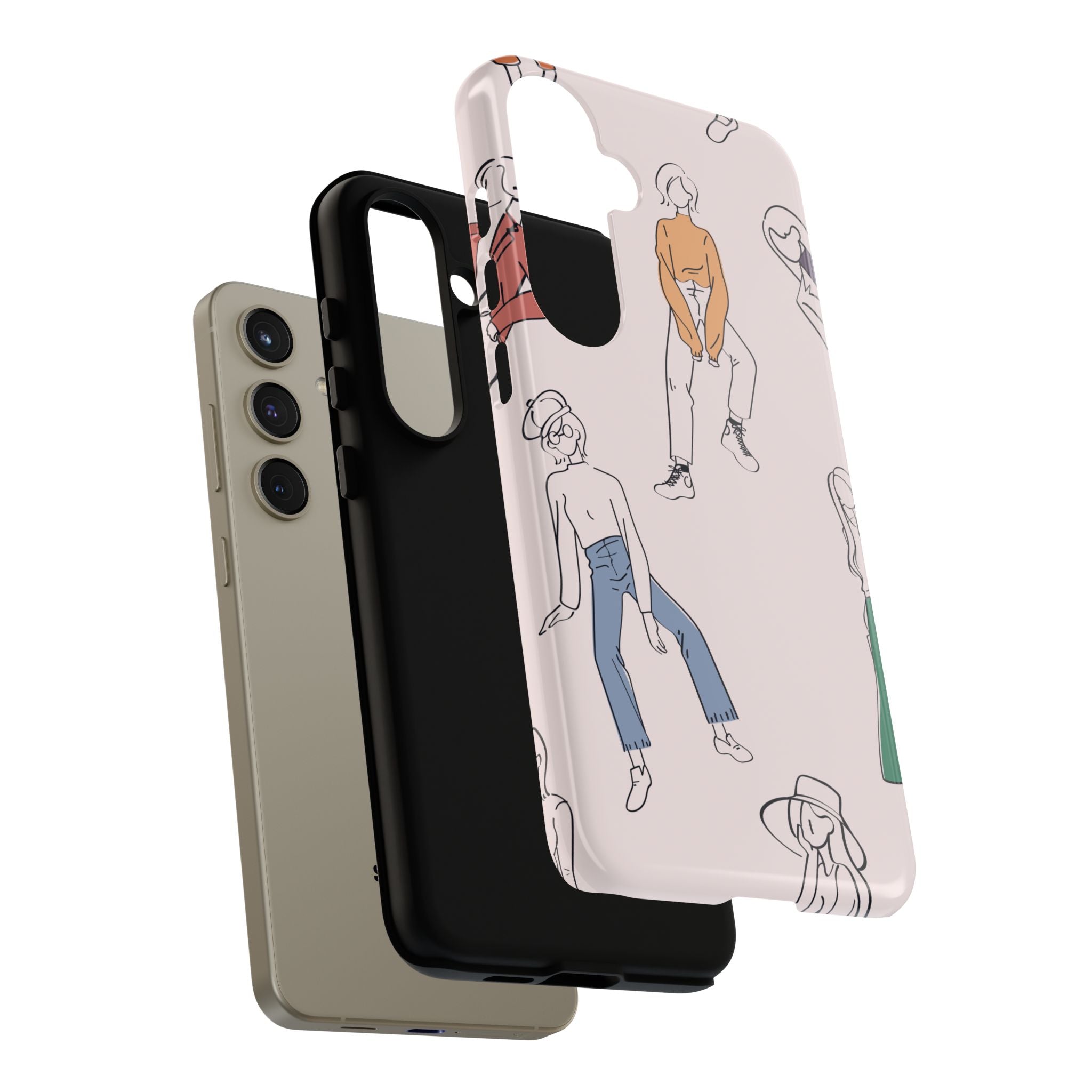Dancing Women Pattern Phone Case — Chic Pastel Protective Phone Cover