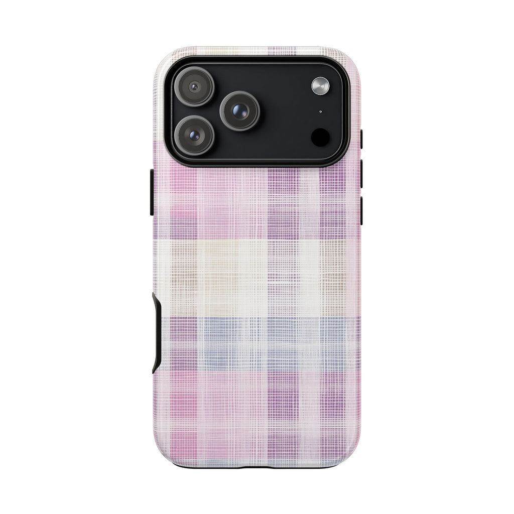 Pink Plaid Phone Case, Trendy Accessories, Birthday, Everyday Use, Tough Cases