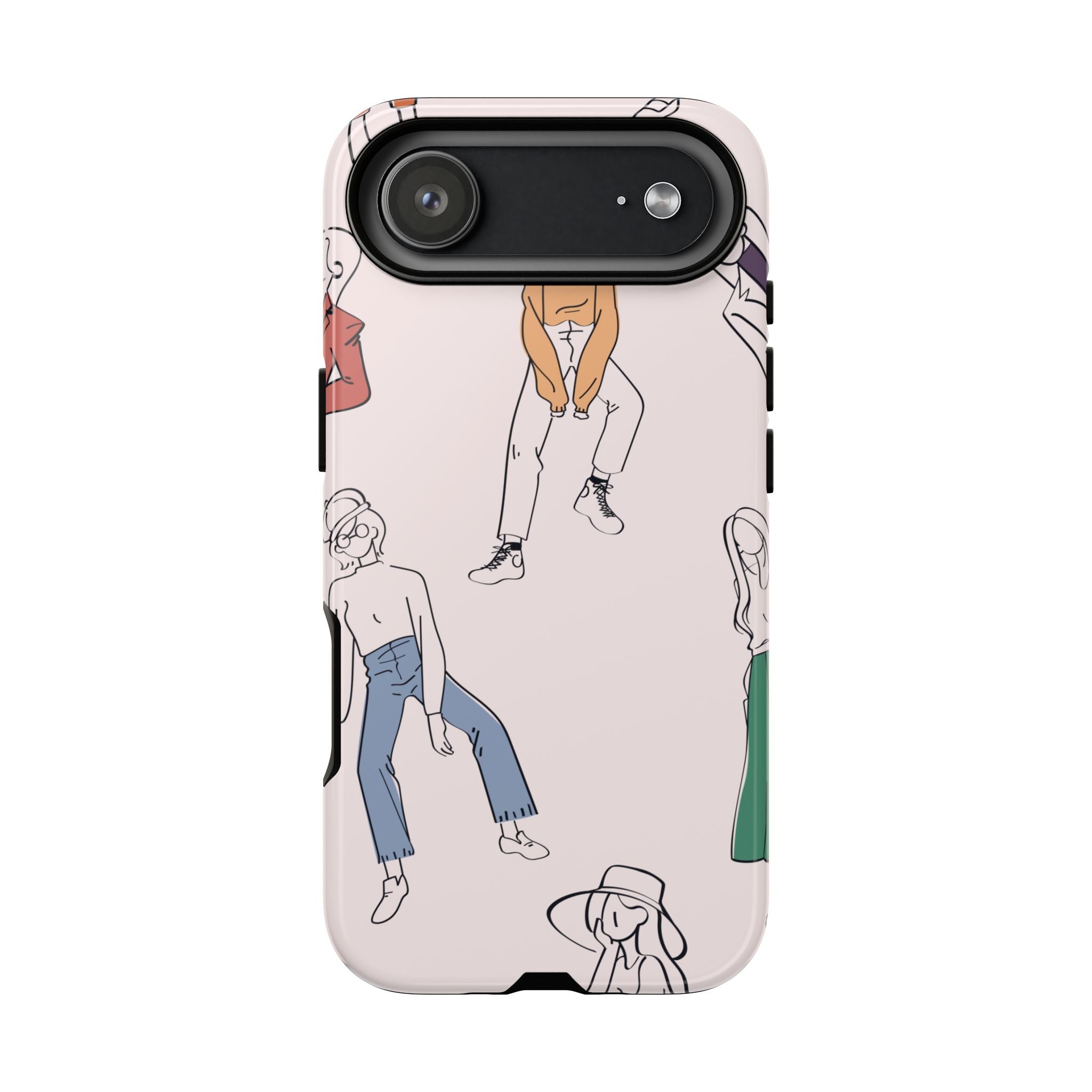 Dancing Women Pattern Phone Case — Chic Pastel Protective Phone Cover