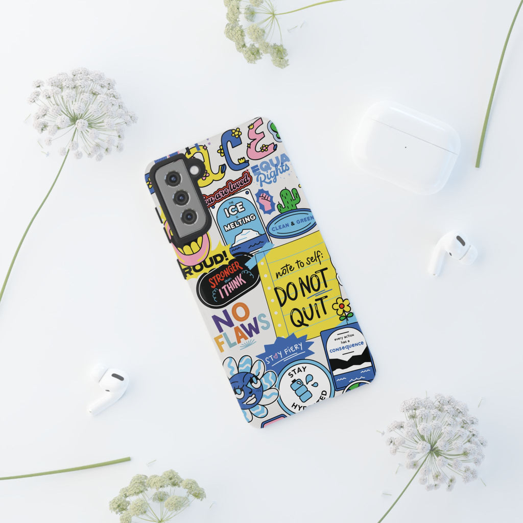 Sticker Collage Phone Case — Motivational "Do Not Quit" Protective Cover