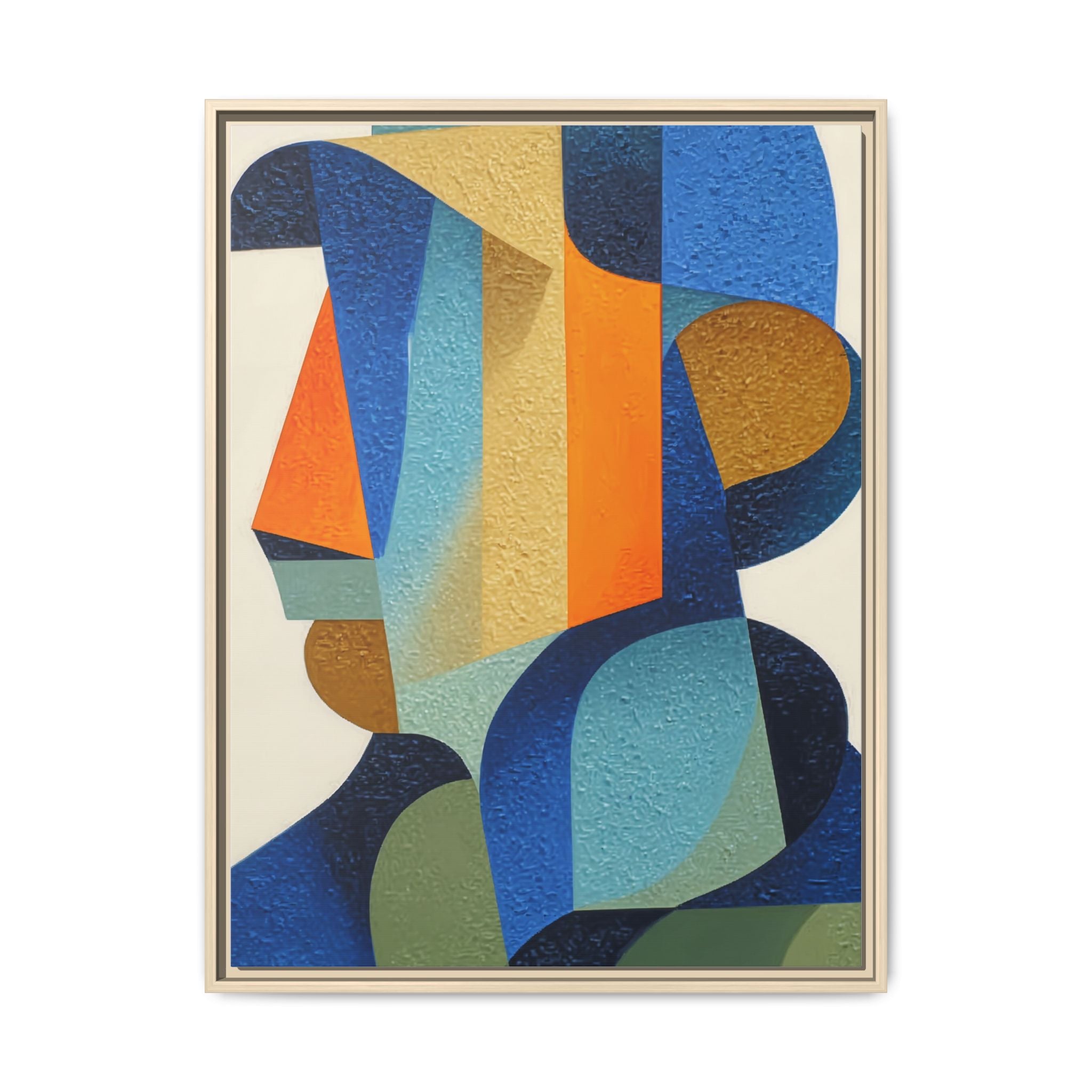 Abstract Geometric Portrait Matte Canvas Framed Wall Art