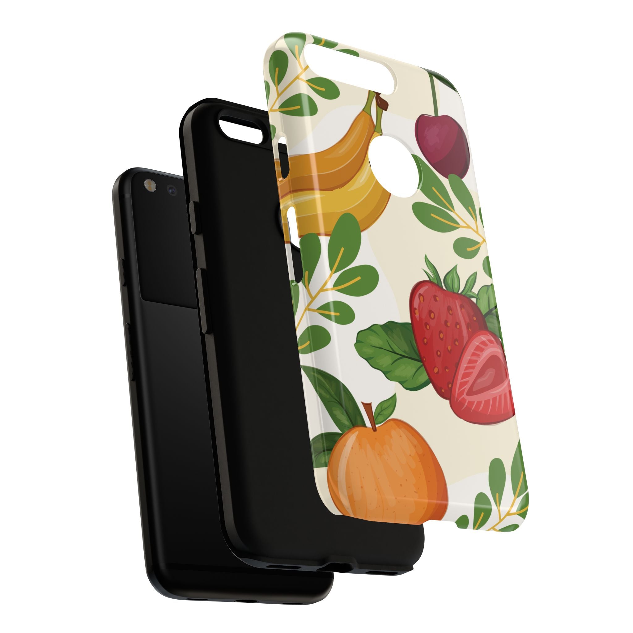 Fruit Pattern Tough Case — Floral Strawberry & Banana Phone Cover