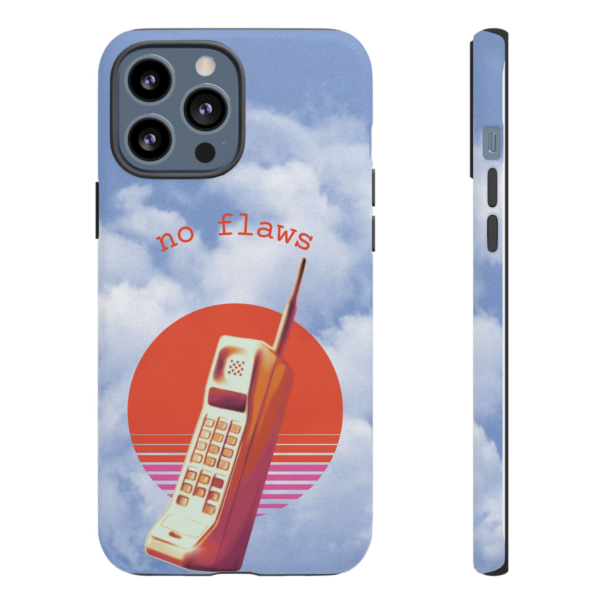 Retro “No Flaws” Phone Tough Case — Vintage 90s Aesthetic Protective Phone Case