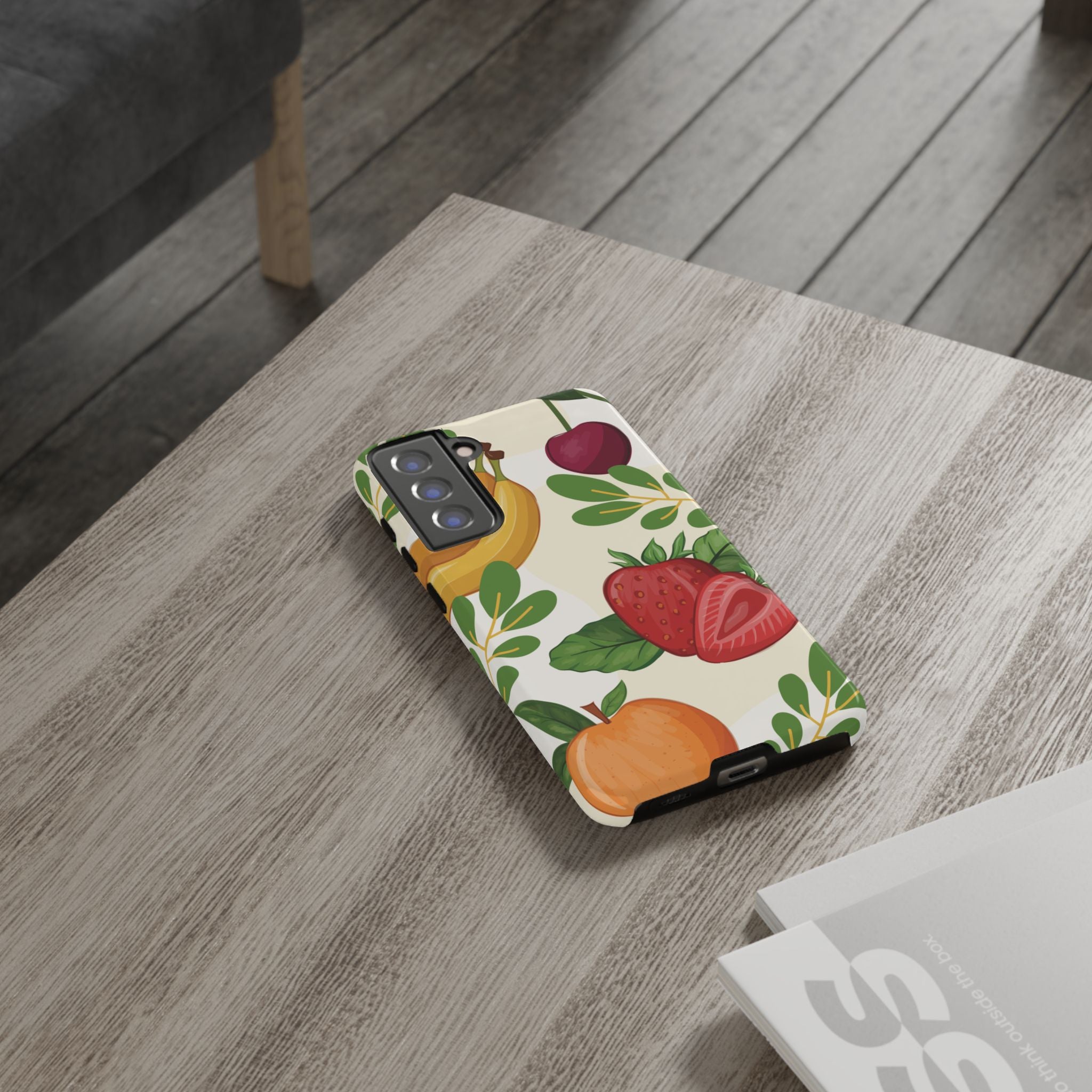 Fruit Pattern Tough Case — Floral Strawberry & Banana Phone Cover