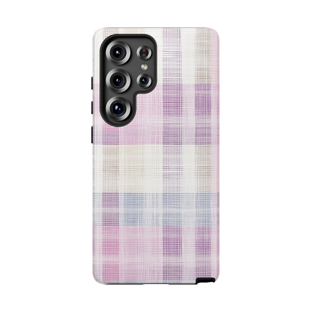 Pink Plaid Phone Case, Trendy Accessories, Birthday, Everyday Use, Tough Cases