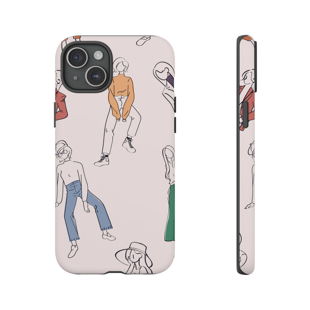 Dancing Women Pattern Phone Case — Chic Pastel Protective Phone Cover