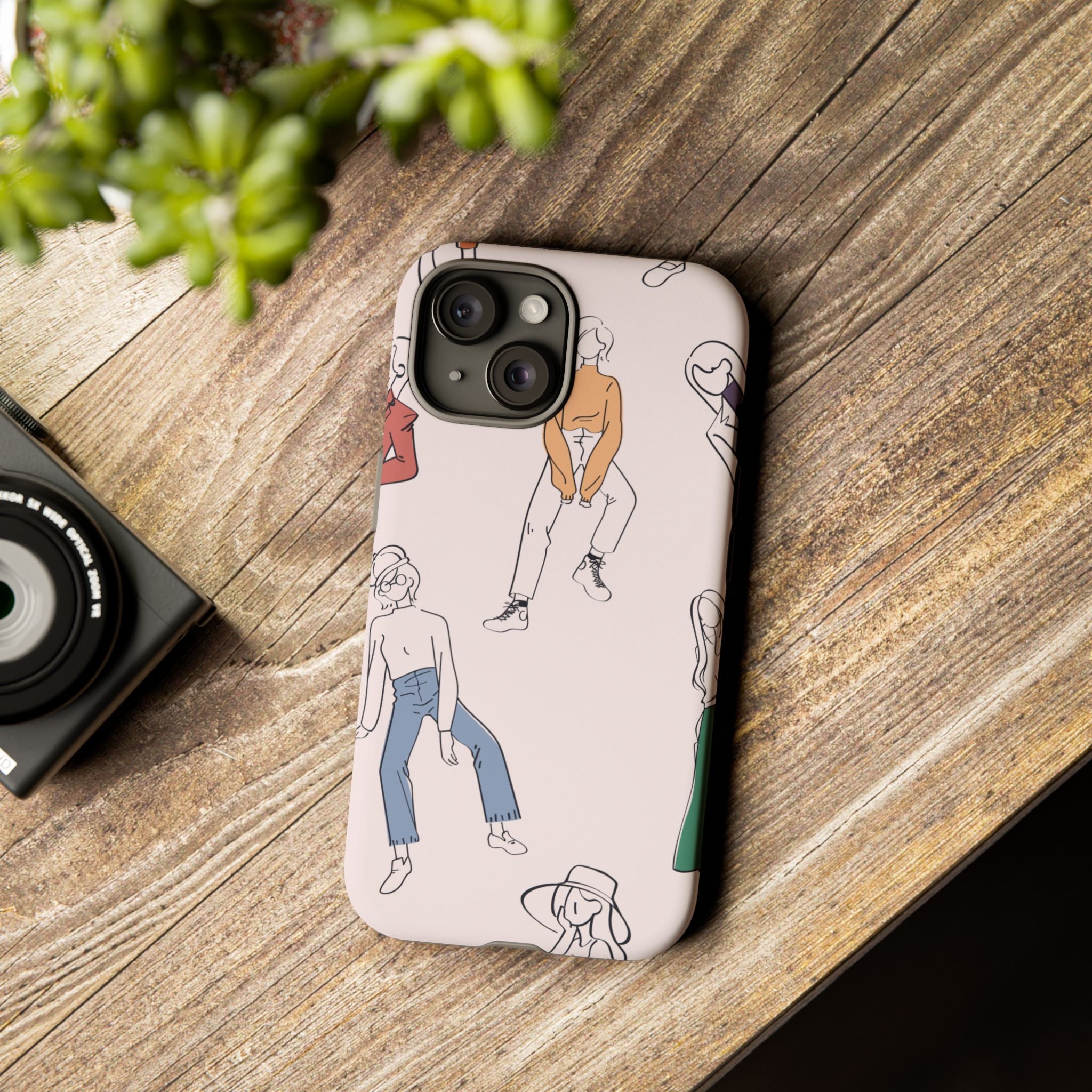 Dancing Women Pattern Phone Case — Chic Pastel Protective Phone Cover
