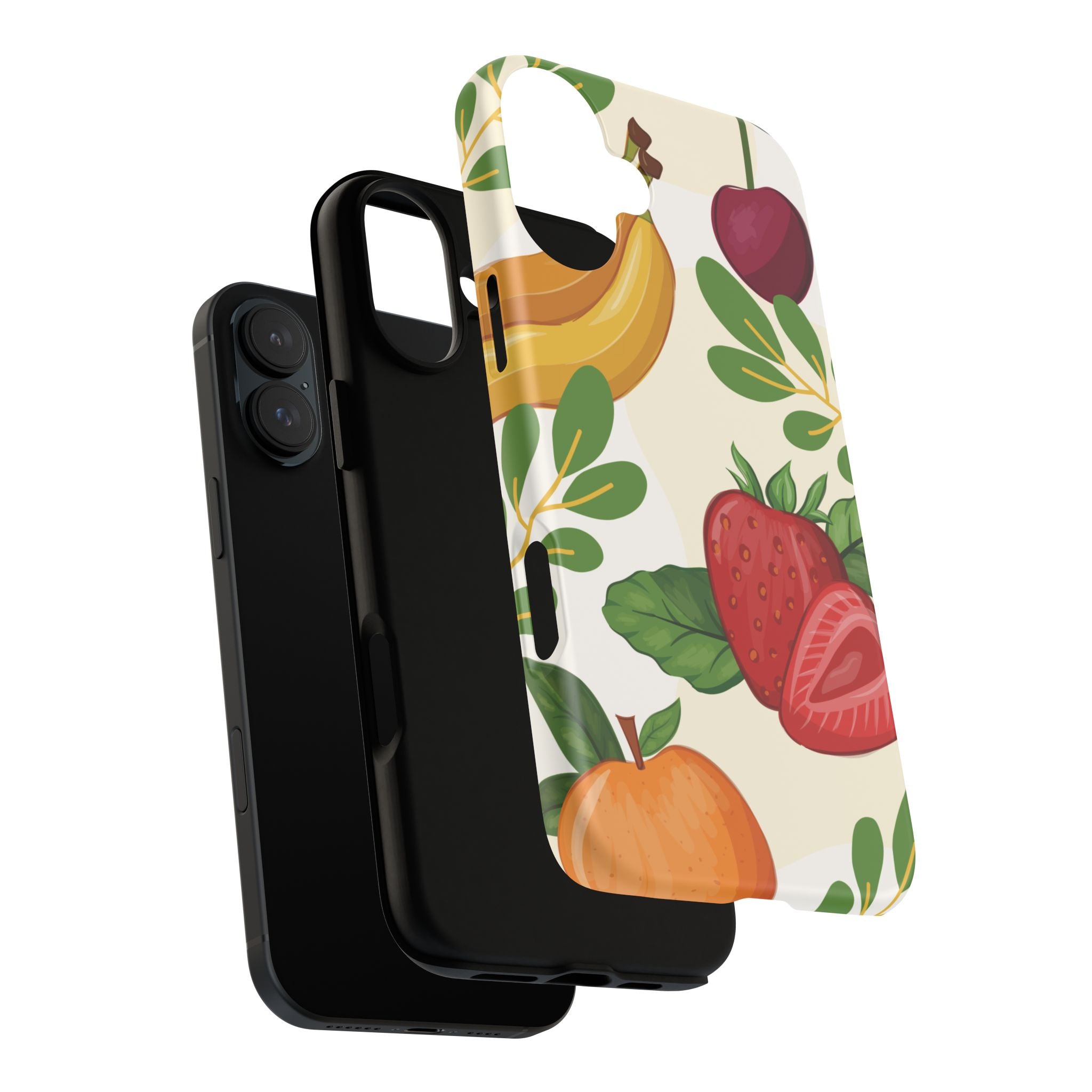 Fruit Pattern Tough Case — Floral Strawberry & Banana Phone Cover