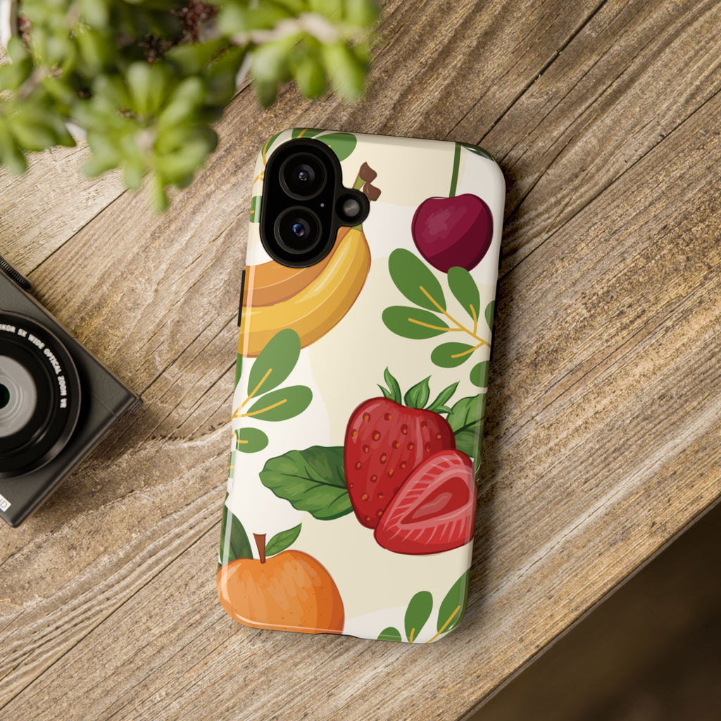 Fruit Pattern Tough Case — Floral Strawberry & Banana Phone Cover