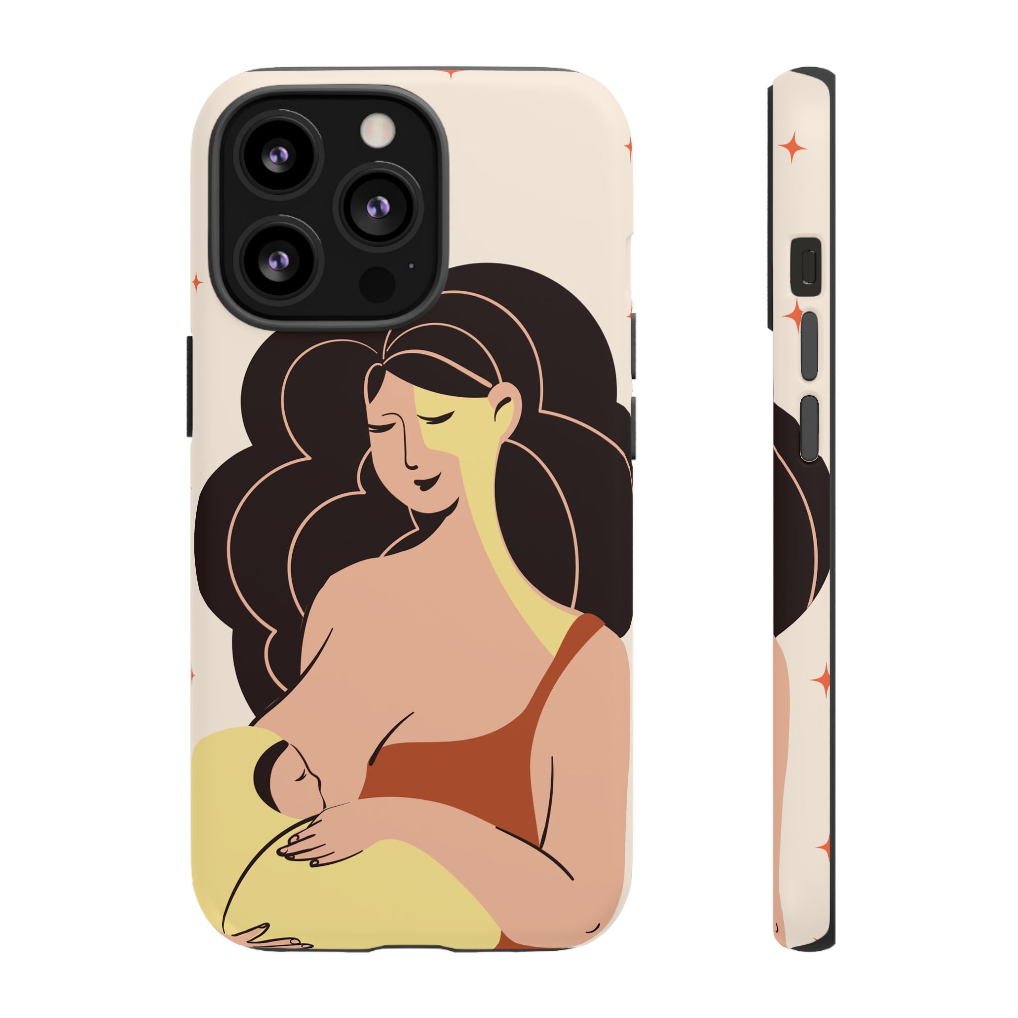 Mother Nursing Baby Illustration, Soft Pastel Mom & Child Protective Cover