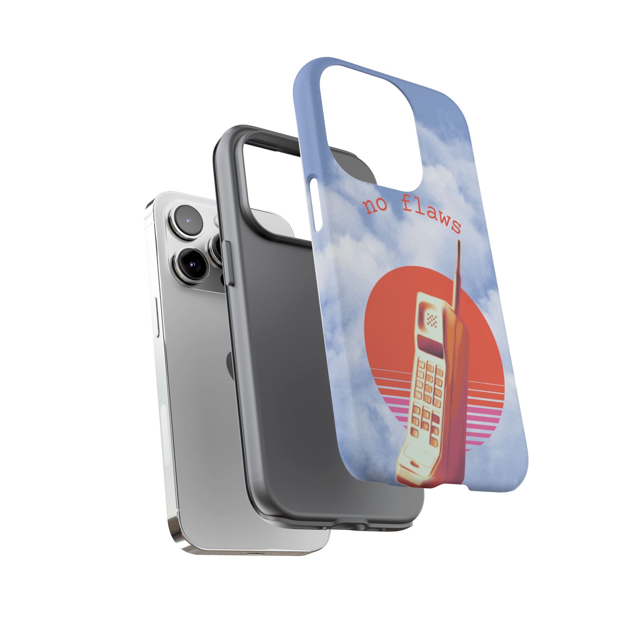 Retro “No Flaws” Phone Tough Case — Vintage 90s Aesthetic Protective Phone Case