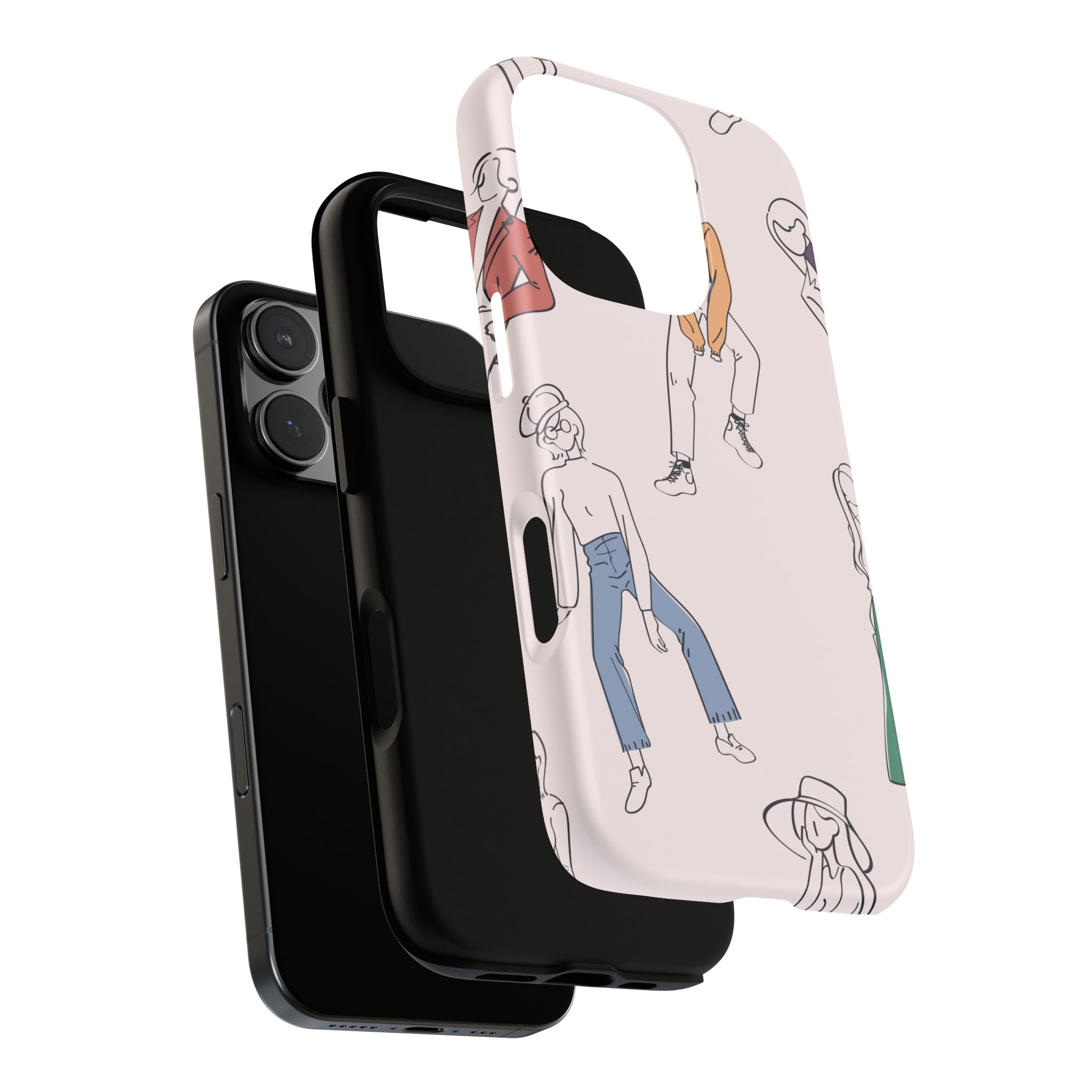 Dancing Women Pattern Phone Case — Chic Pastel Protective Phone Cover