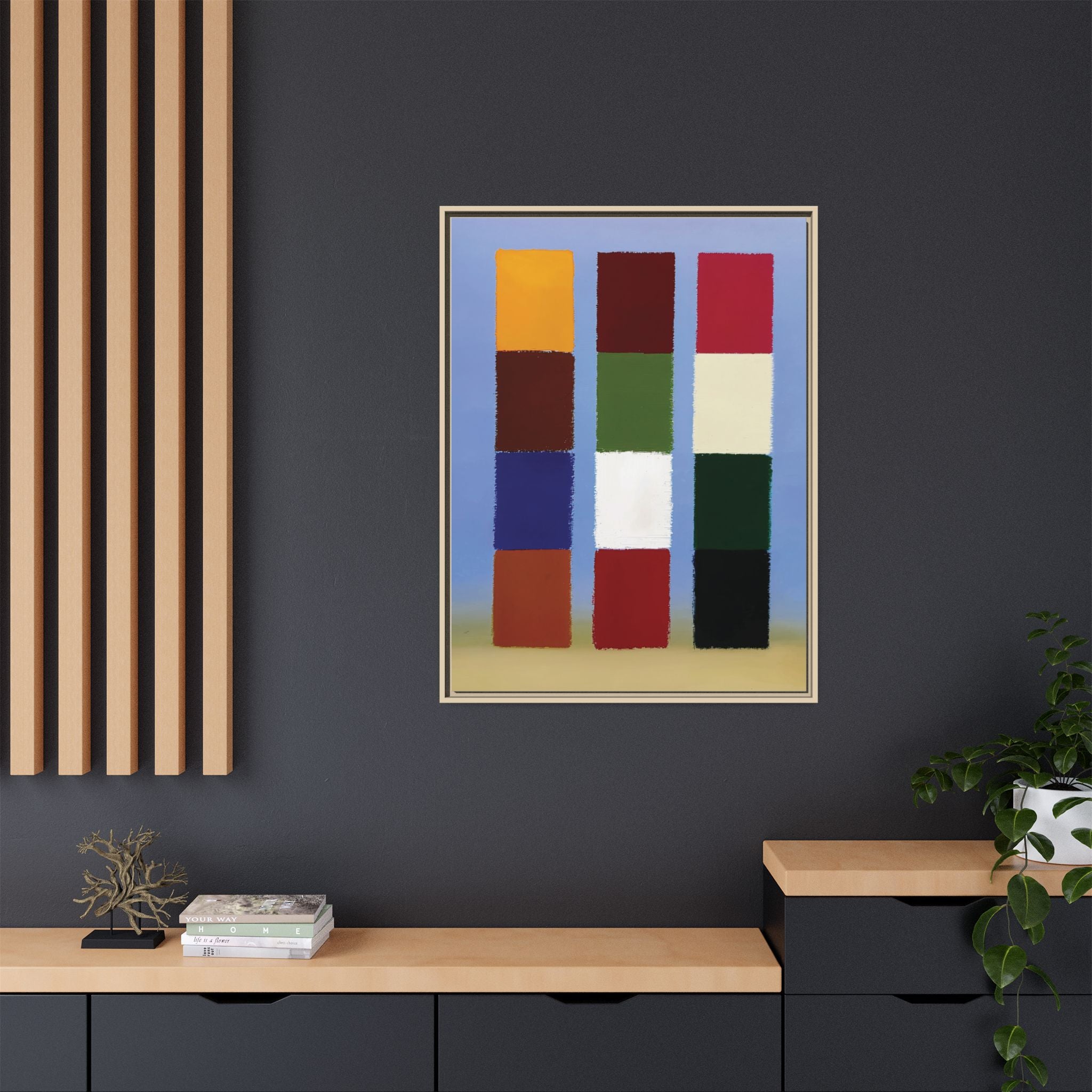 Framed Matte Canvas - Abstract Color Block Wall Art