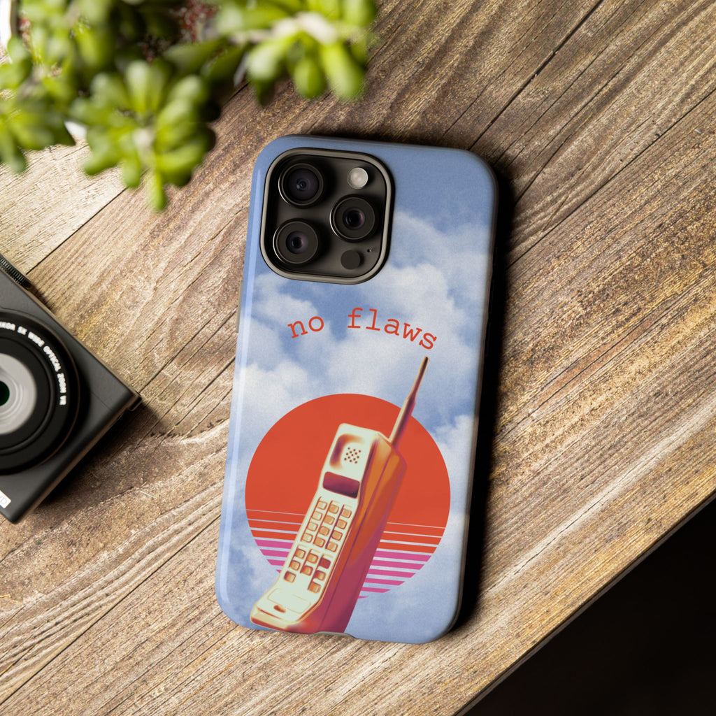 Retro “No Flaws” Phone Tough Case — Vintage 90s Aesthetic Protective Phone Case