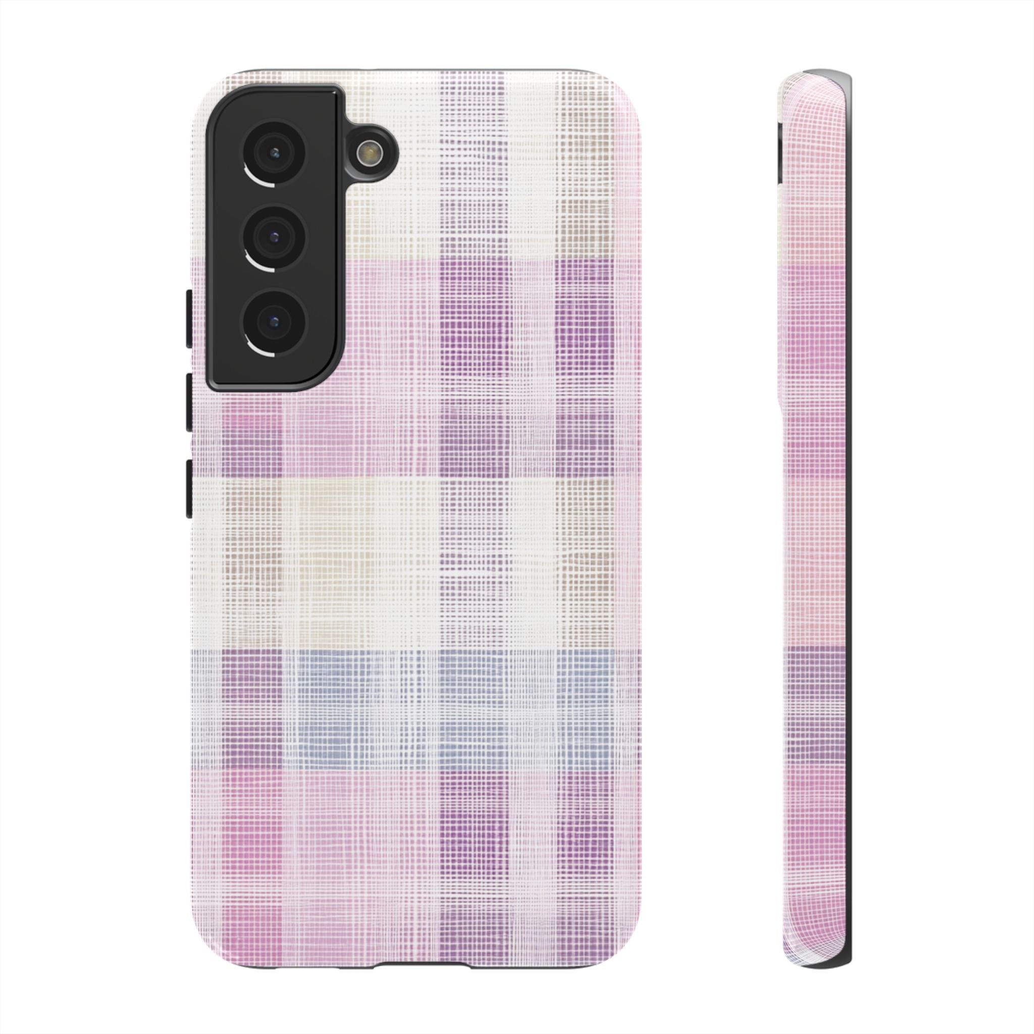 Pink Plaid Phone Case, Trendy Accessories, Birthday, Everyday Use, Tough Cases