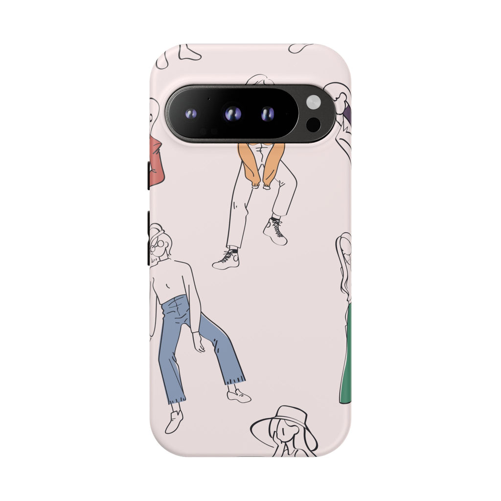 Dancing Women Pattern Phone Case — Chic Pastel Protective Phone Cover