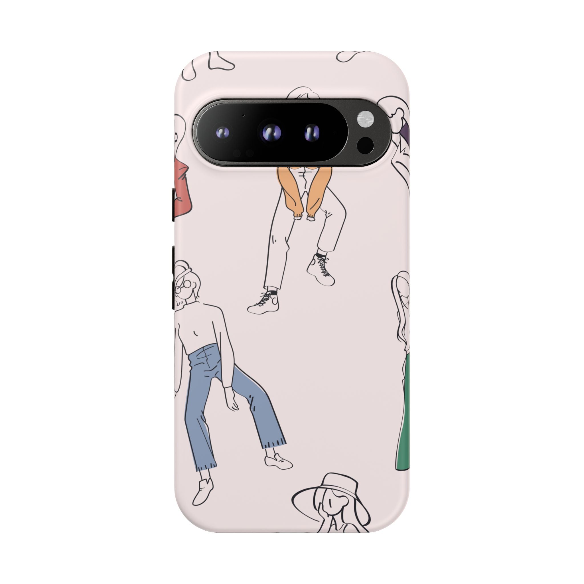 Dancing Women Pattern Phone Case — Chic Pastel Protective Phone Cover
