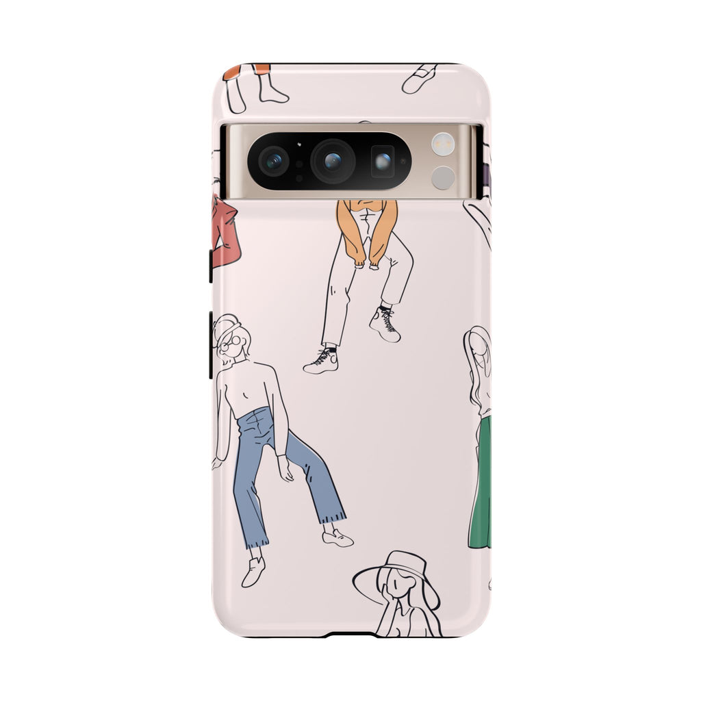 Dancing Women Pattern Phone Case — Chic Pastel Protective Phone Cover