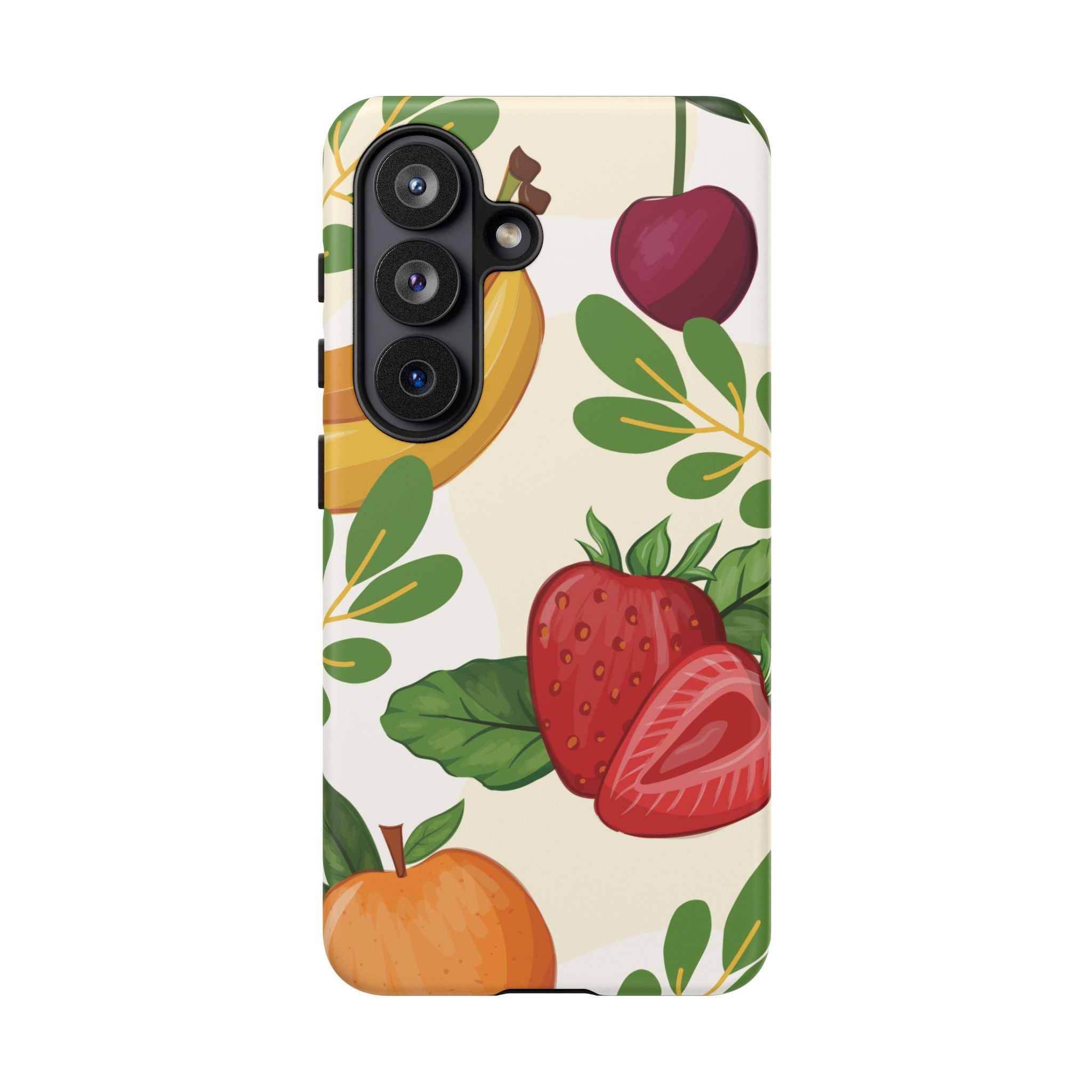Fruit Pattern Tough Case — Floral Strawberry & Banana Phone Cover