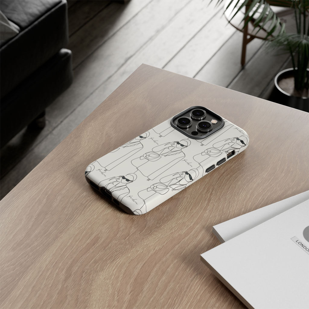 Fashion Sketch Phone Case — Minimalist Chic Designer Pattern