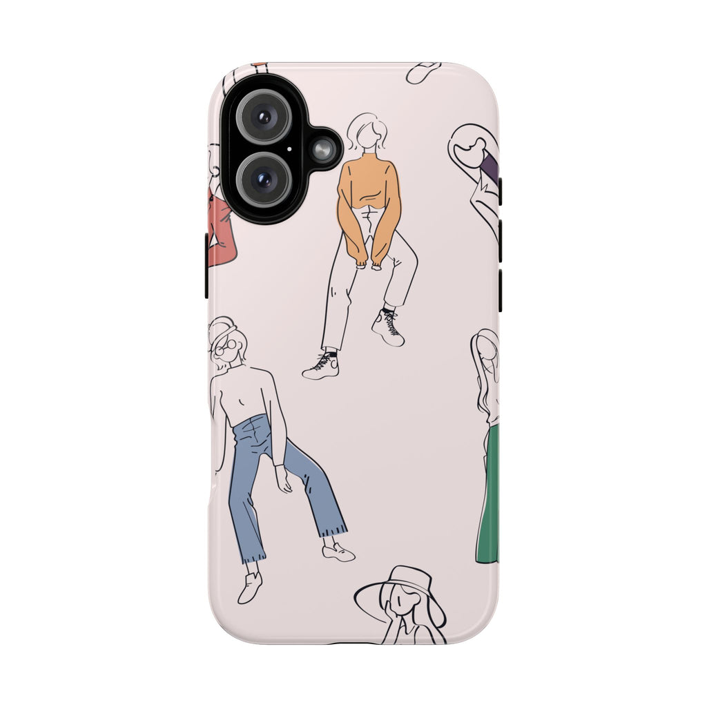 Dancing Women Pattern Phone Case — Chic Pastel Protective Phone Cover